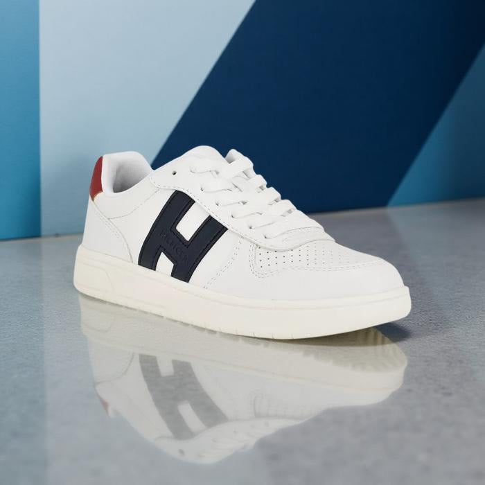Tommy Hilfiger H Detail Lace-Up Sneakers in White