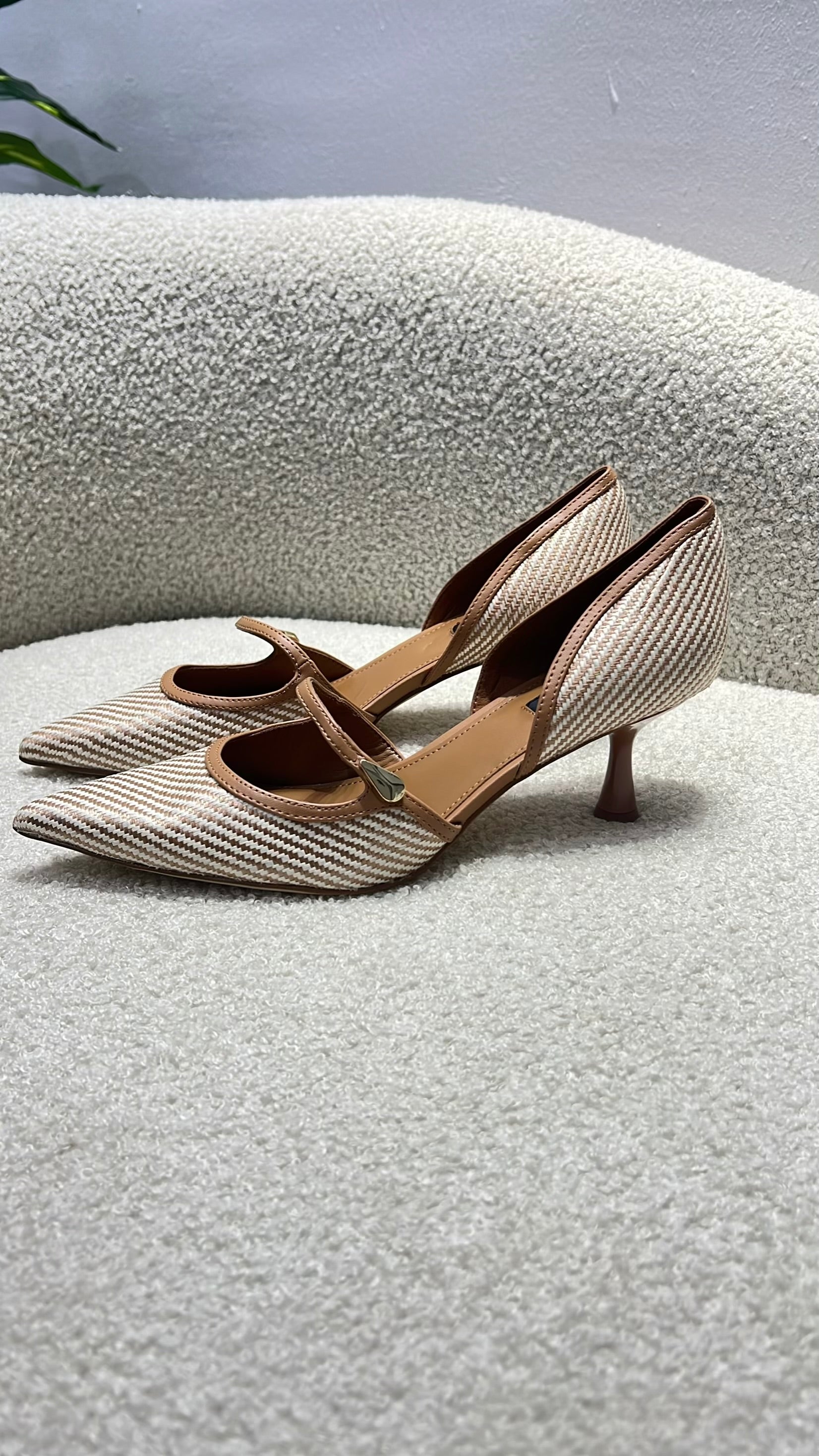 Nine West Faux Raffia D'orsay Pump in Brown