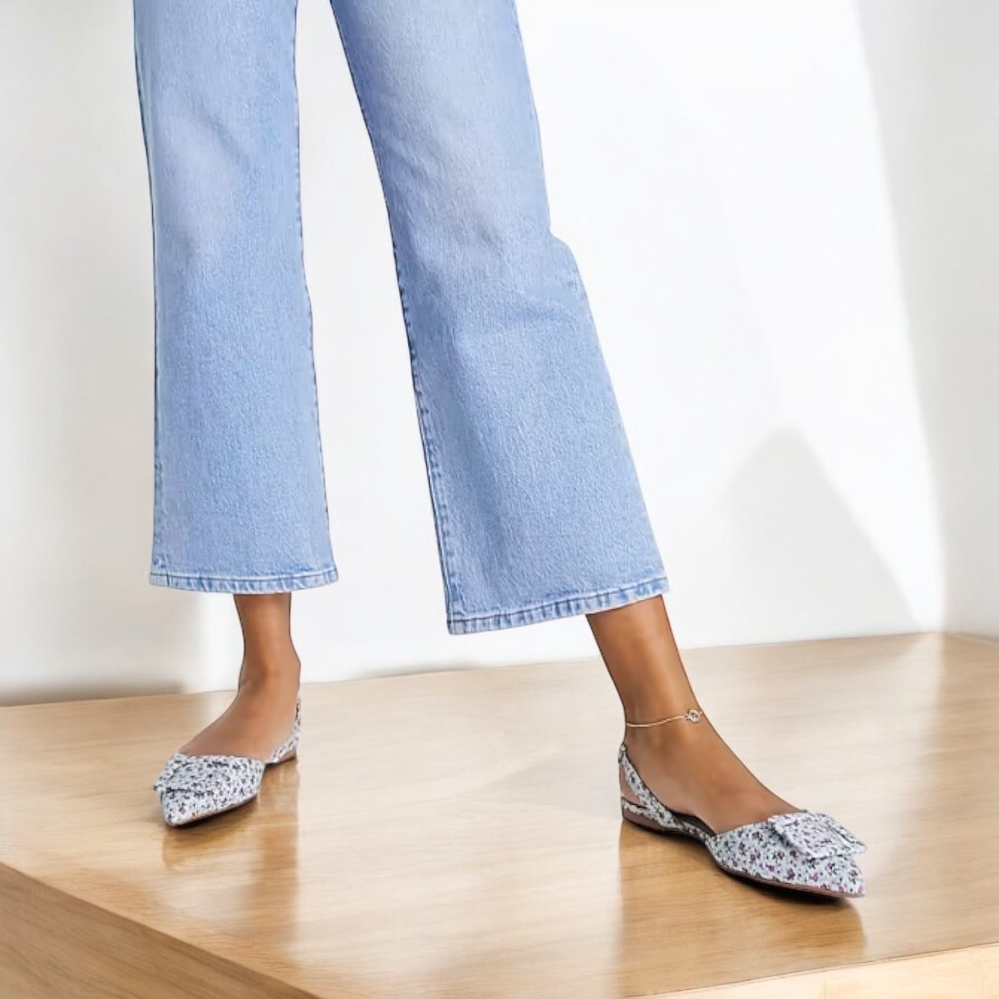 ASOS FLORAL SLINGBACK FLATS IN BLUE