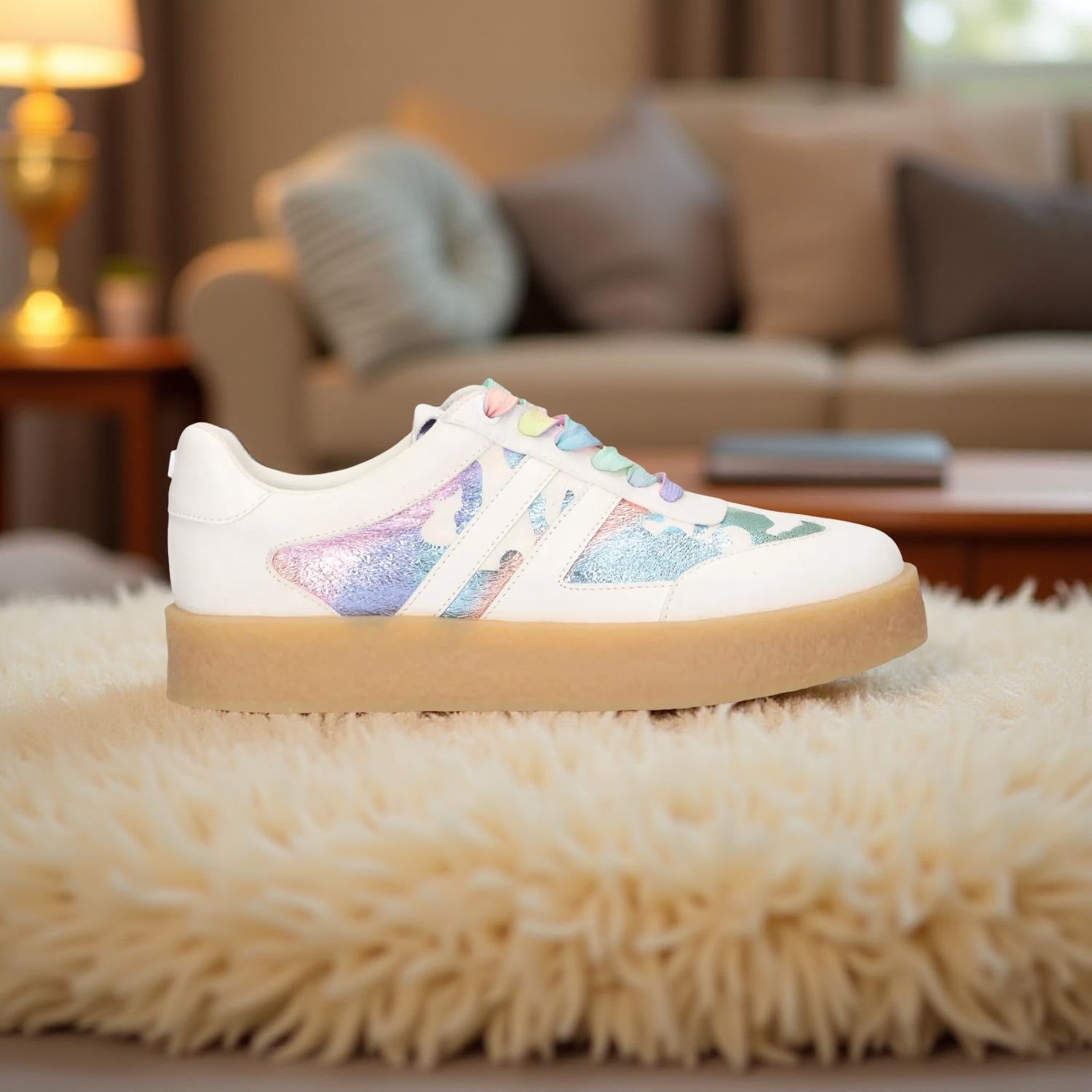 La Strada Rubber Sole Sneakers in Off White
