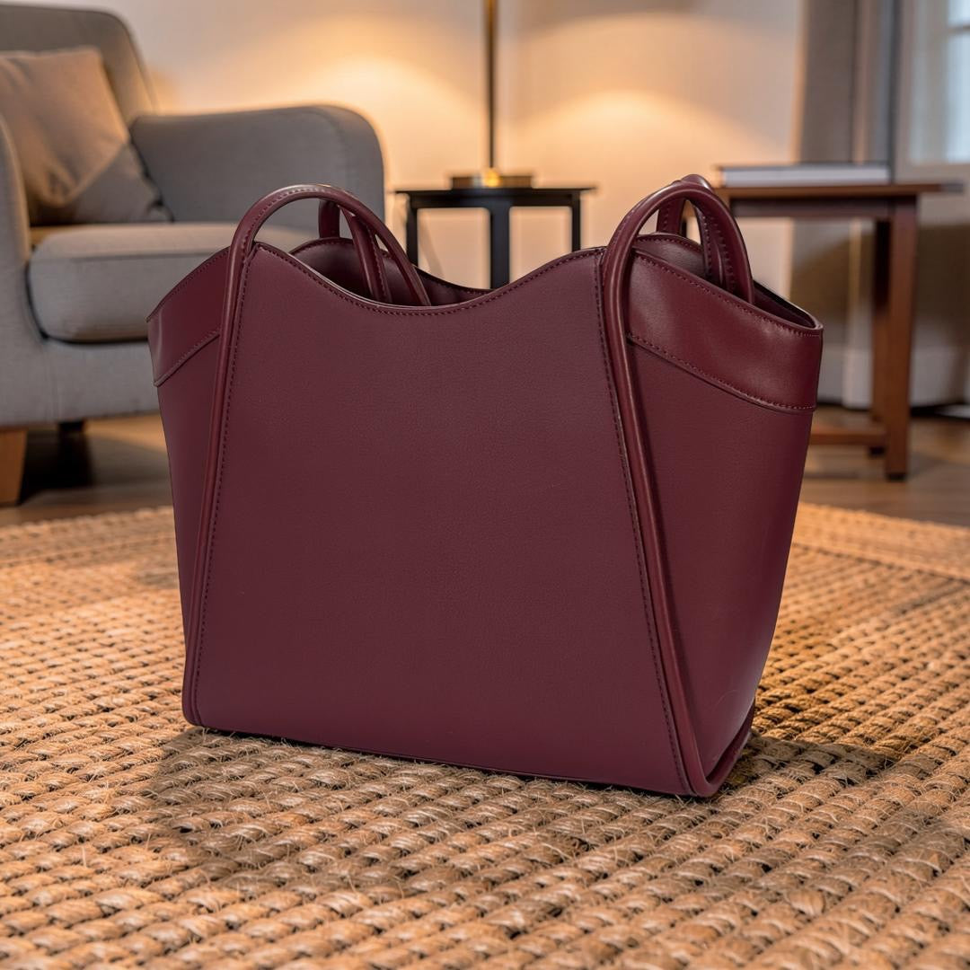 Chrisbella Tube Strap Handle Bag in Burgundy