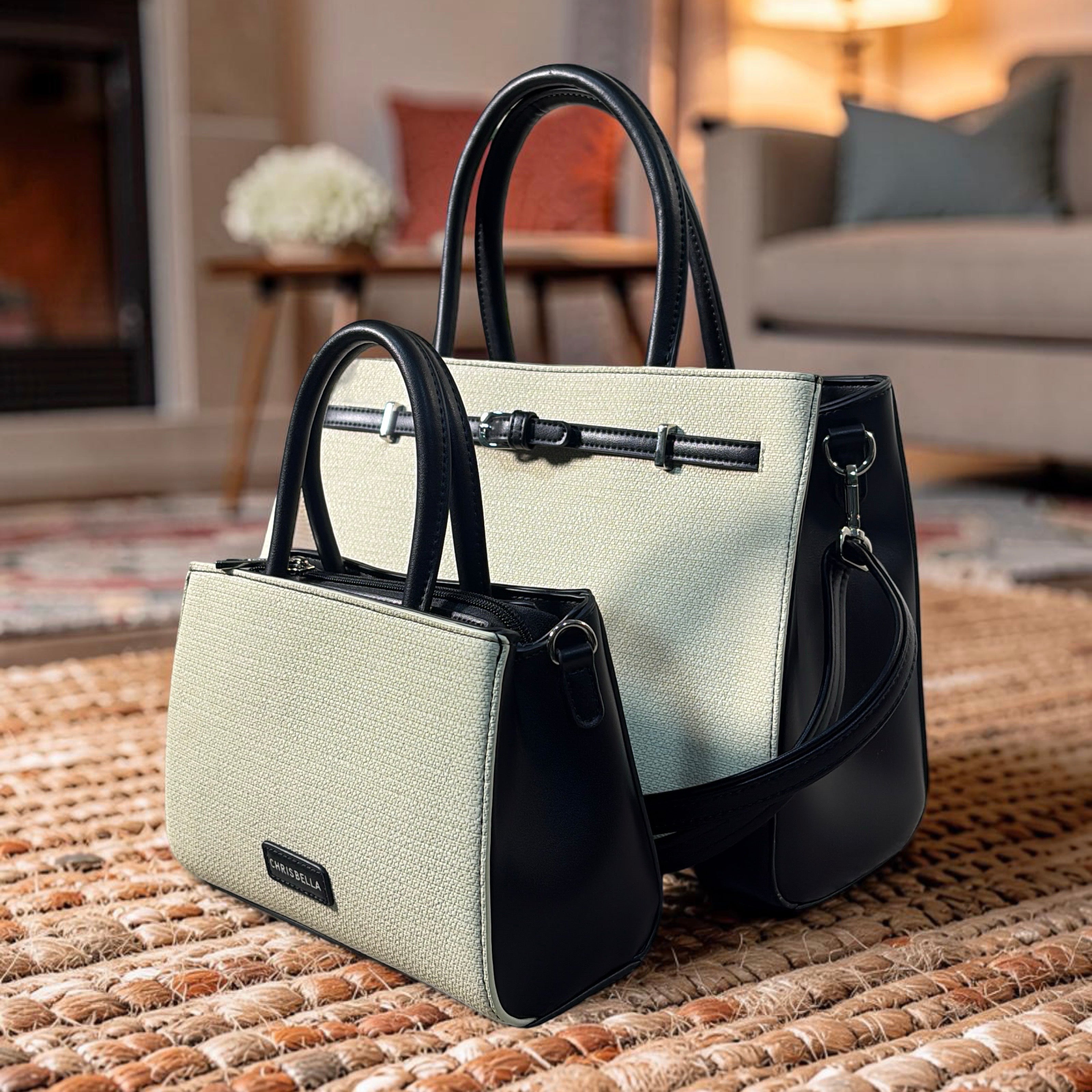 Chrisbella Buckle Detail Structured Bag in Black
