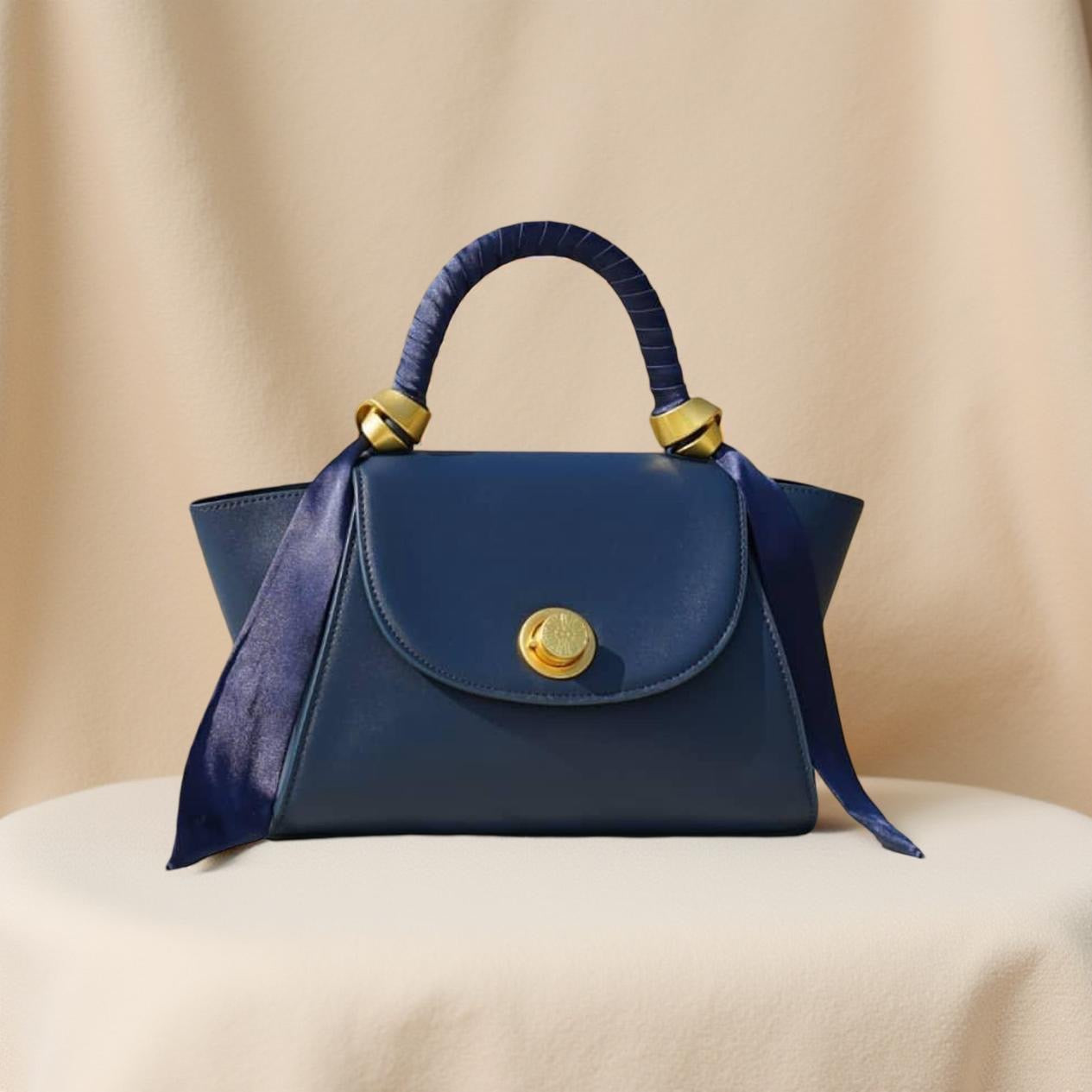 Versse Top Handle Winged Bag in Navy