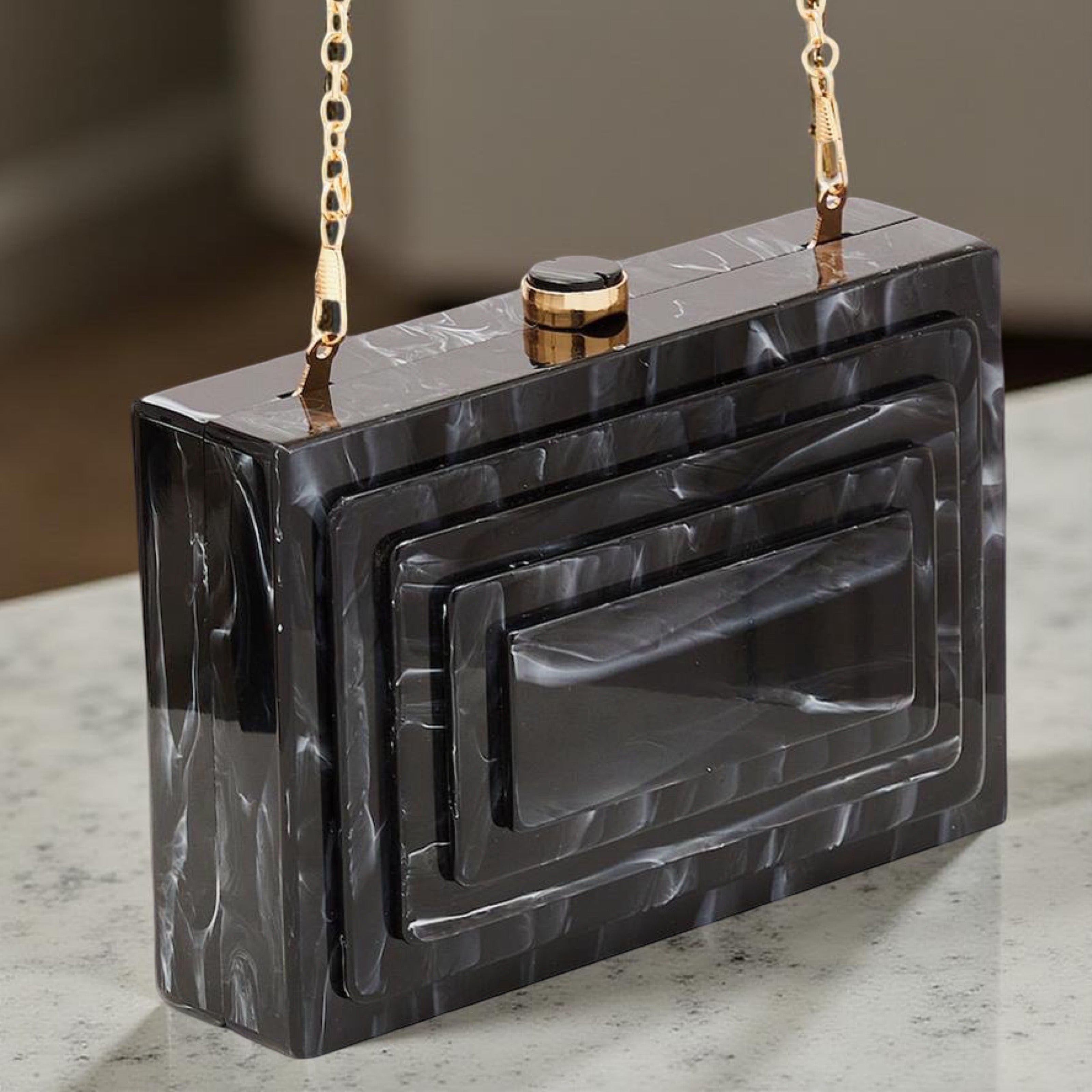 Acrylic Rectangular Clutch Purse in Black
