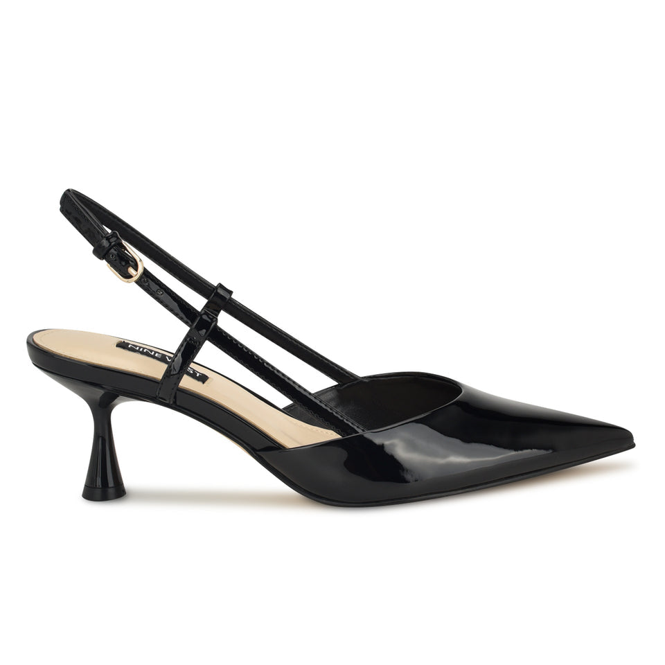 Nine West Patent Leather Pointed Slingbacks in Black