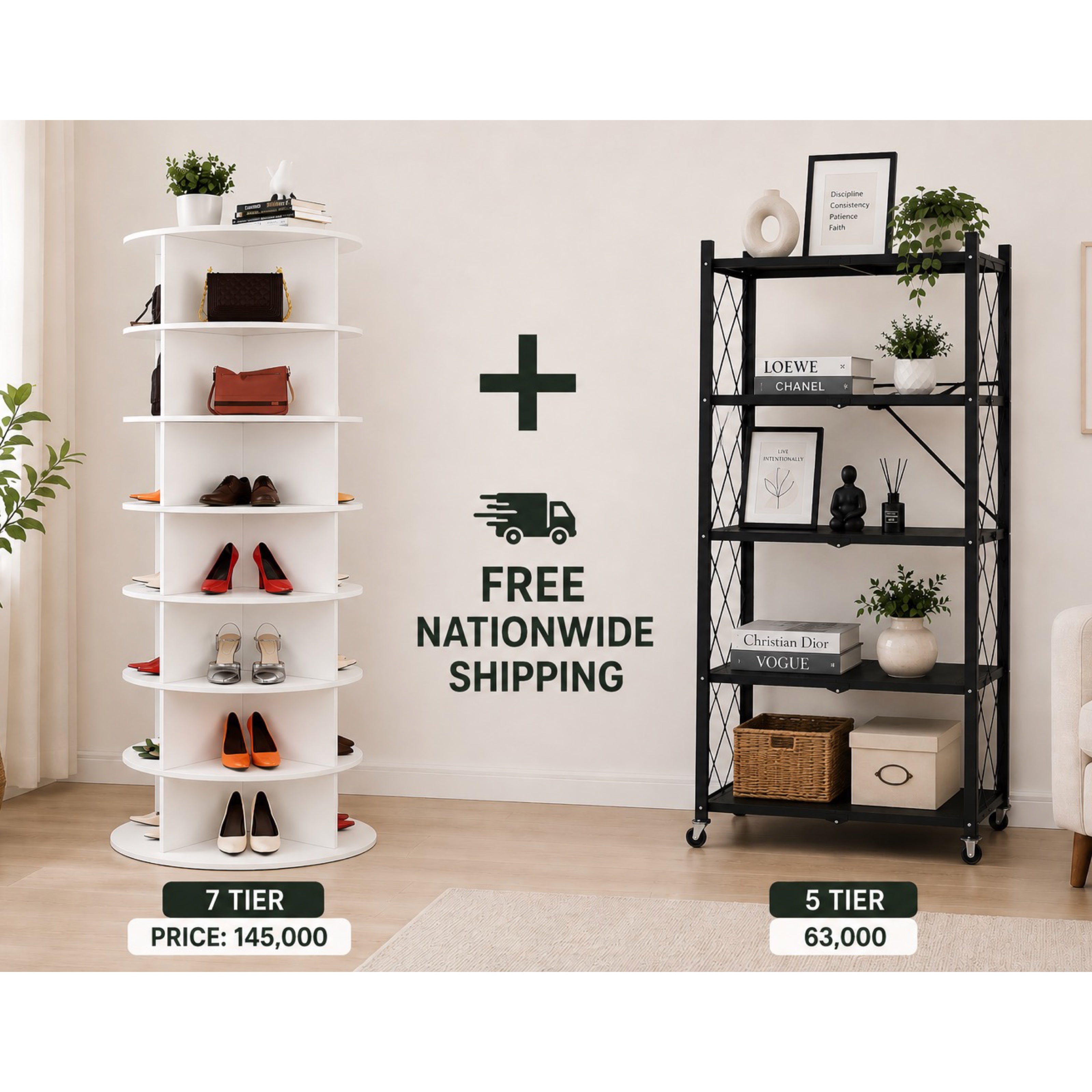 The Home Organisation Bundle: 360° Rotating Rack + Foldable Shelf