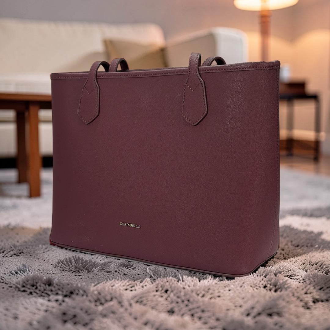 Chrisbella 2-in-1 Classic Tote in Burgundy