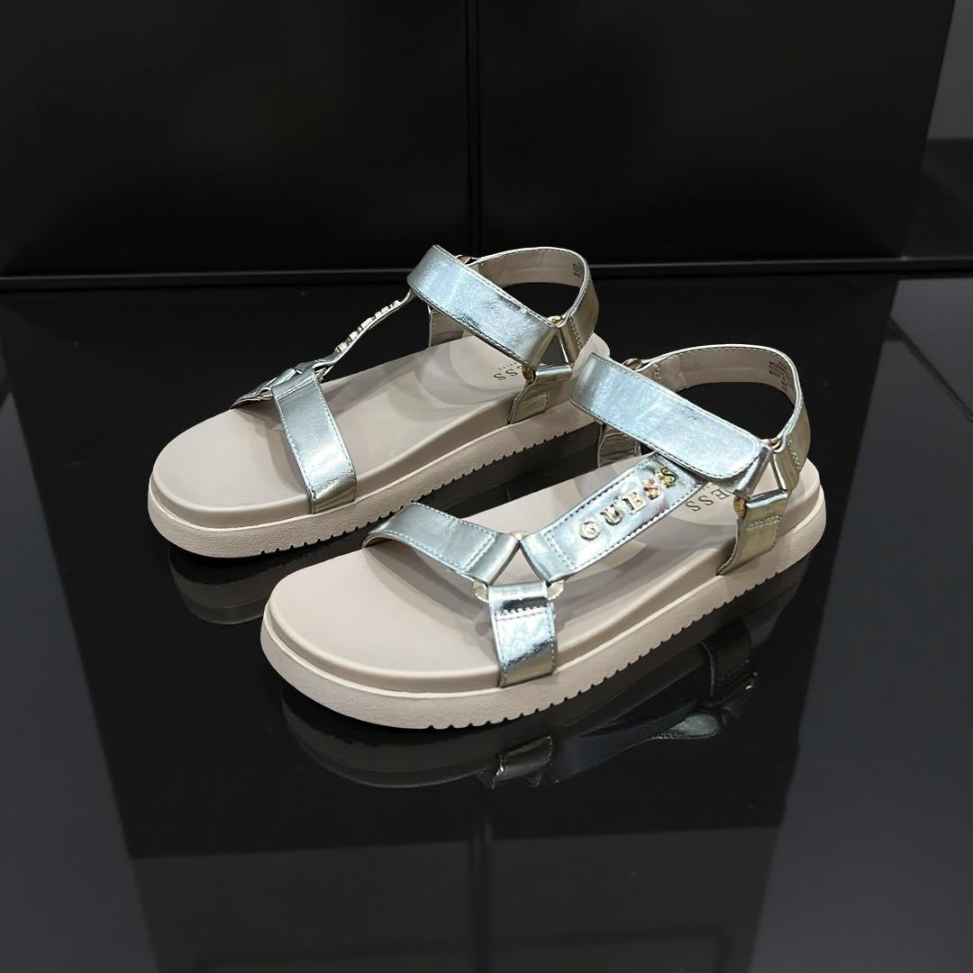 Guess Logo Detail Sporty Sandal In Gold
