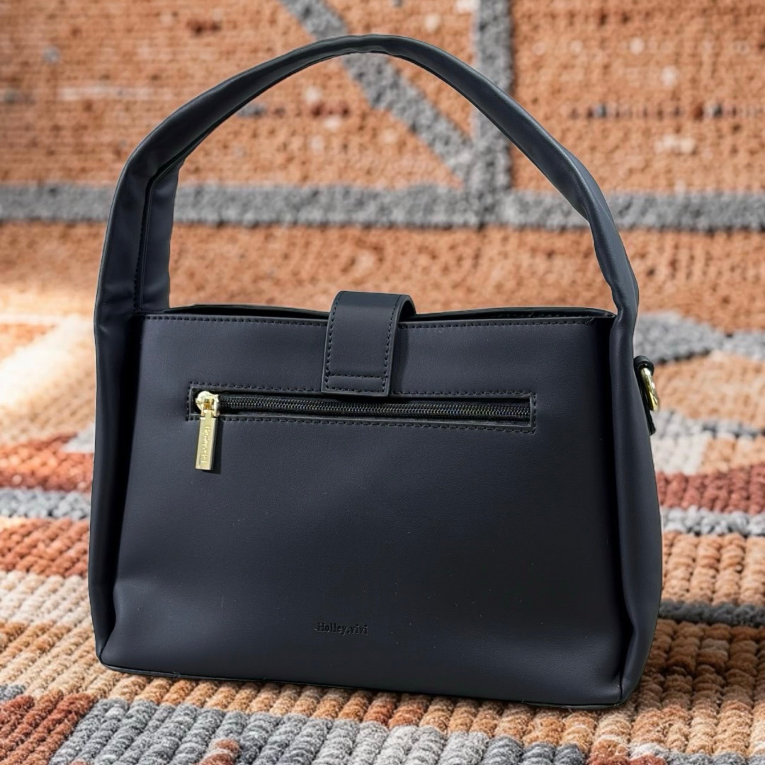 Holley Vivi Two-Tone Design Shoulder Bag in Black
