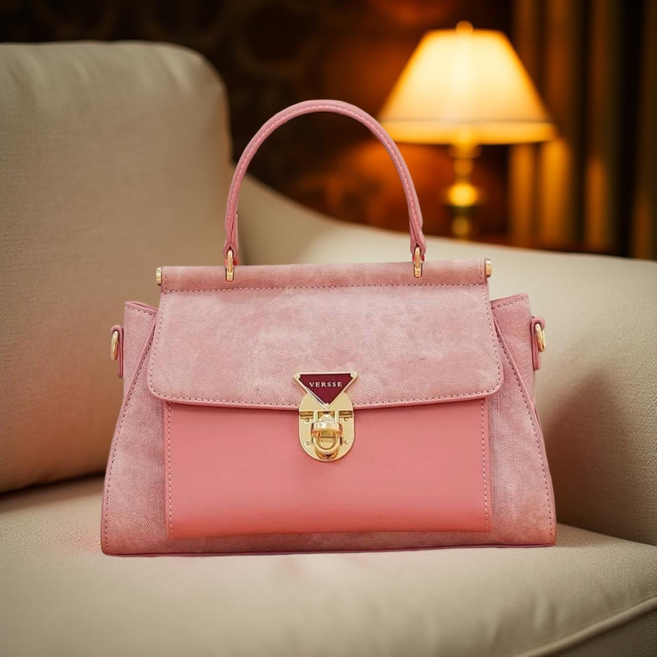 Versse Top Handle Contrast Bag in Pink