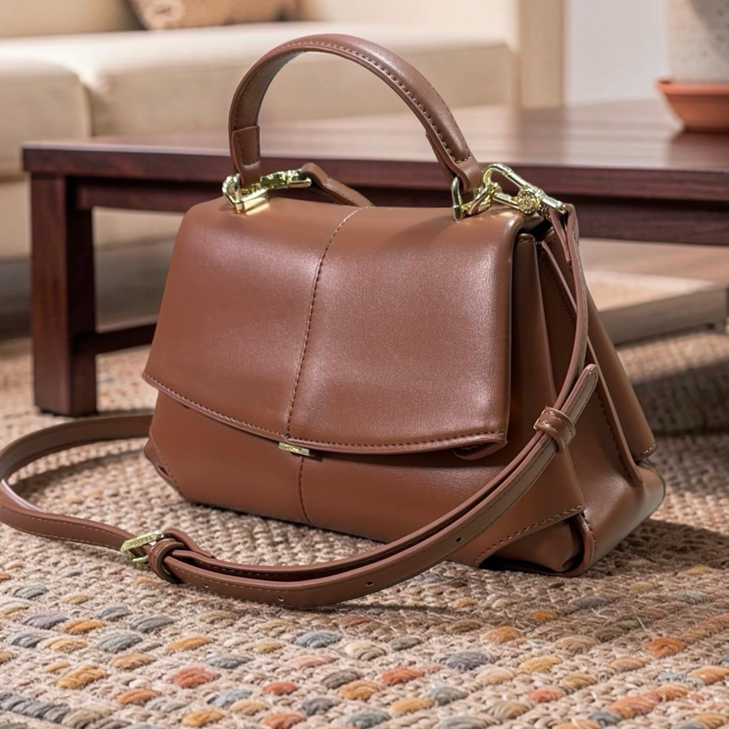 Versse Top Handle Small Bag in Brown