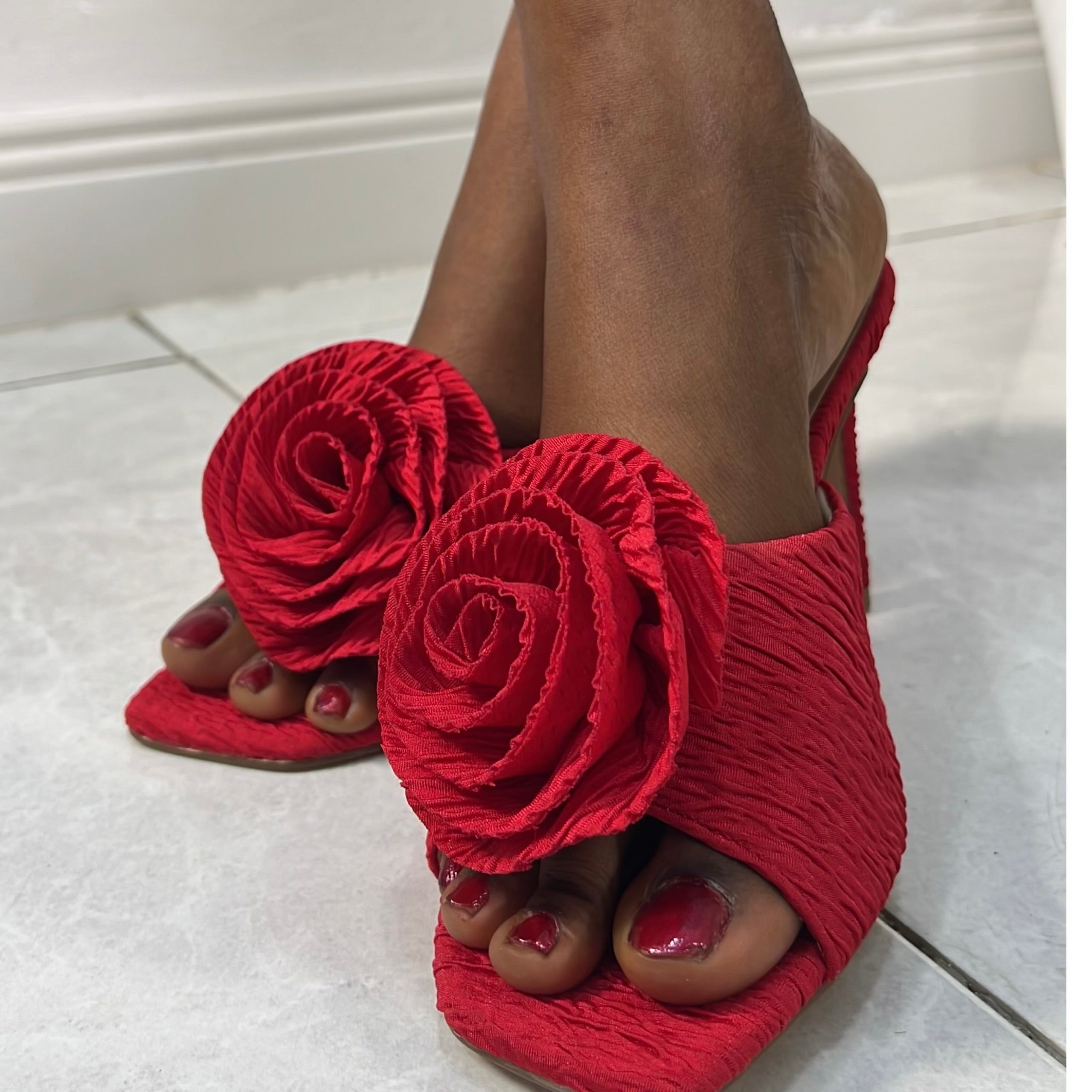 Basis Rose Heeled Mule in Red