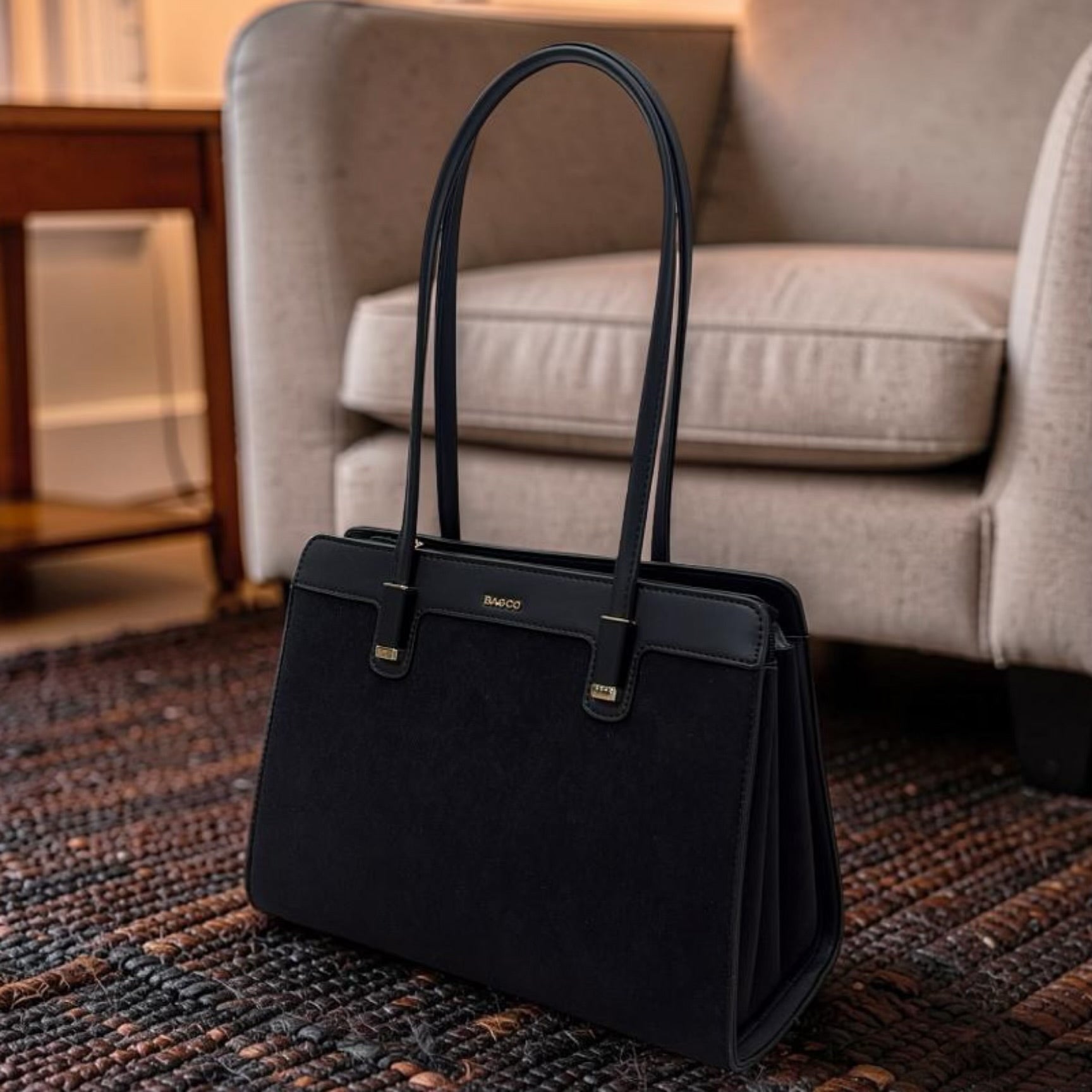 Bagco Long Handle Monochrome Bag in Black