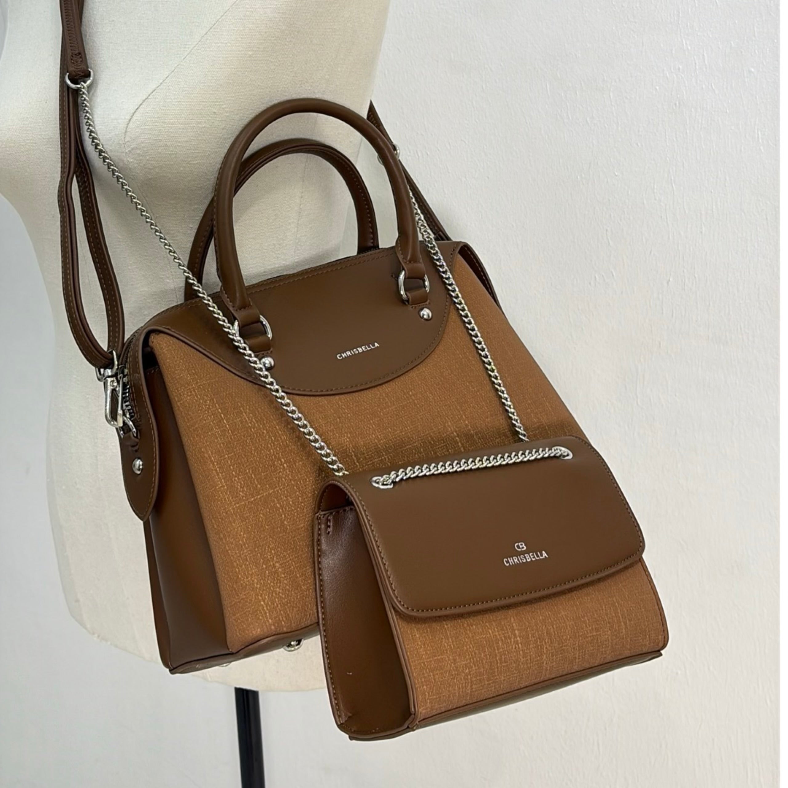 Chrisbella Medium 2-in-1 Bag in Brown