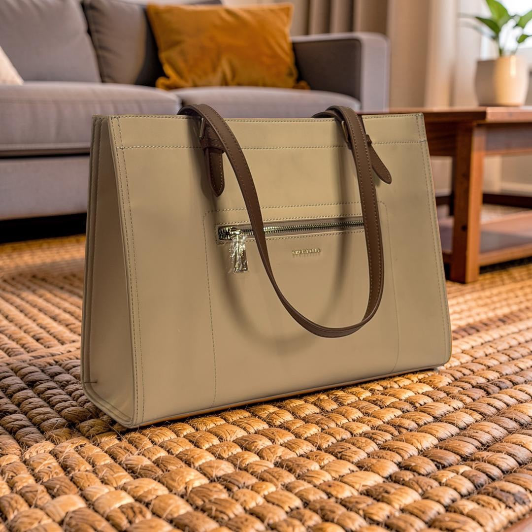 Chrisbella Basic Large Tote in Biege