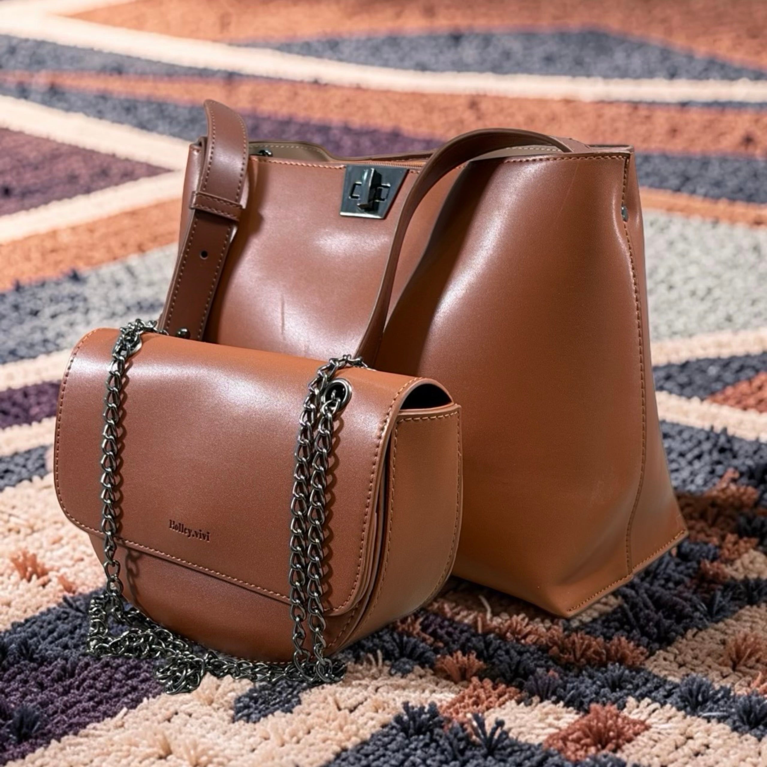 Holley Vivi Single Shoulder Strap 2-in-1 Bag in Brown/Coffee