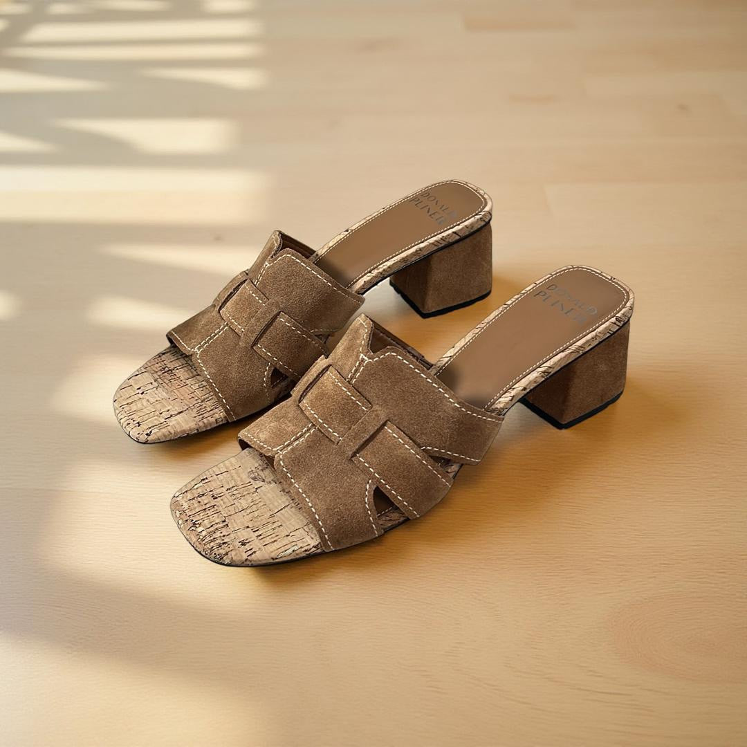 Donald Pliner Suede Block Heel Mule in Brown