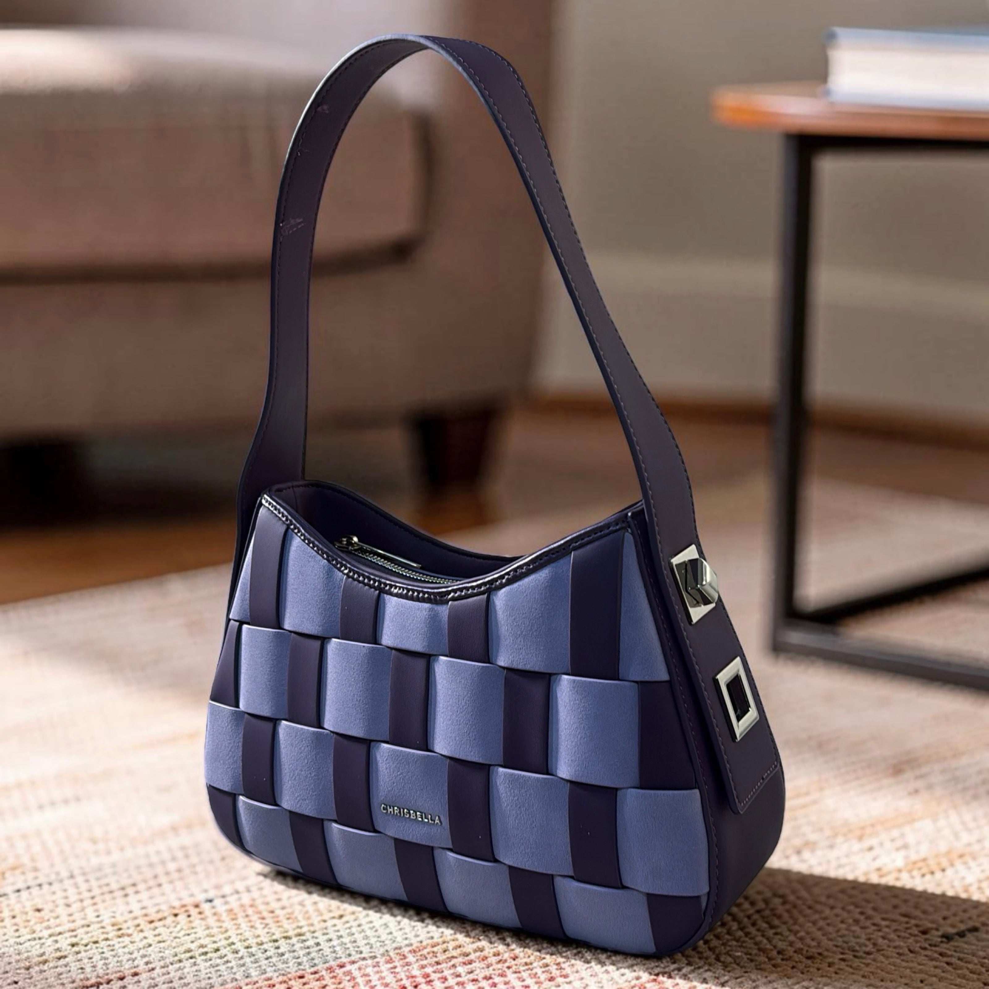 Chrisbella Mat Design Single Strap Shoulder Bag in Purple