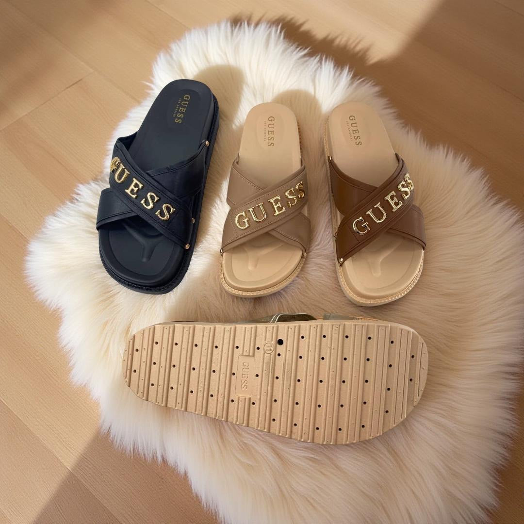 Guess Cross Strap Logo Detail Slip-on in Black