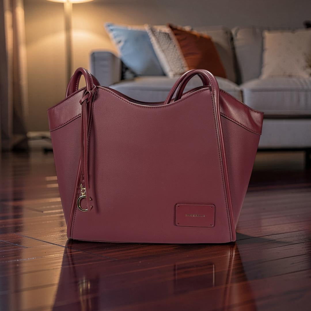 Chrisbella Tube Strap Handle Bag in Burgundy