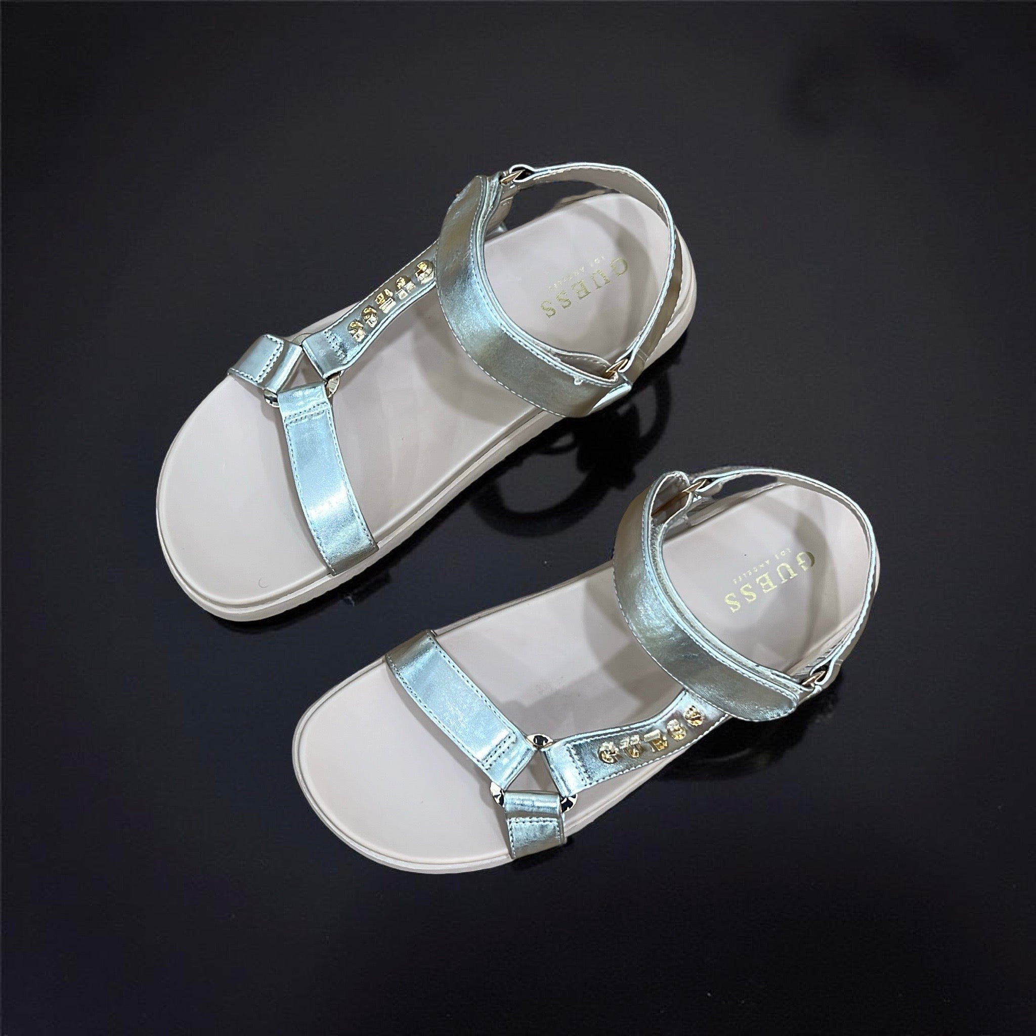 Guess Logo Detail Sporty Sandal In Gold