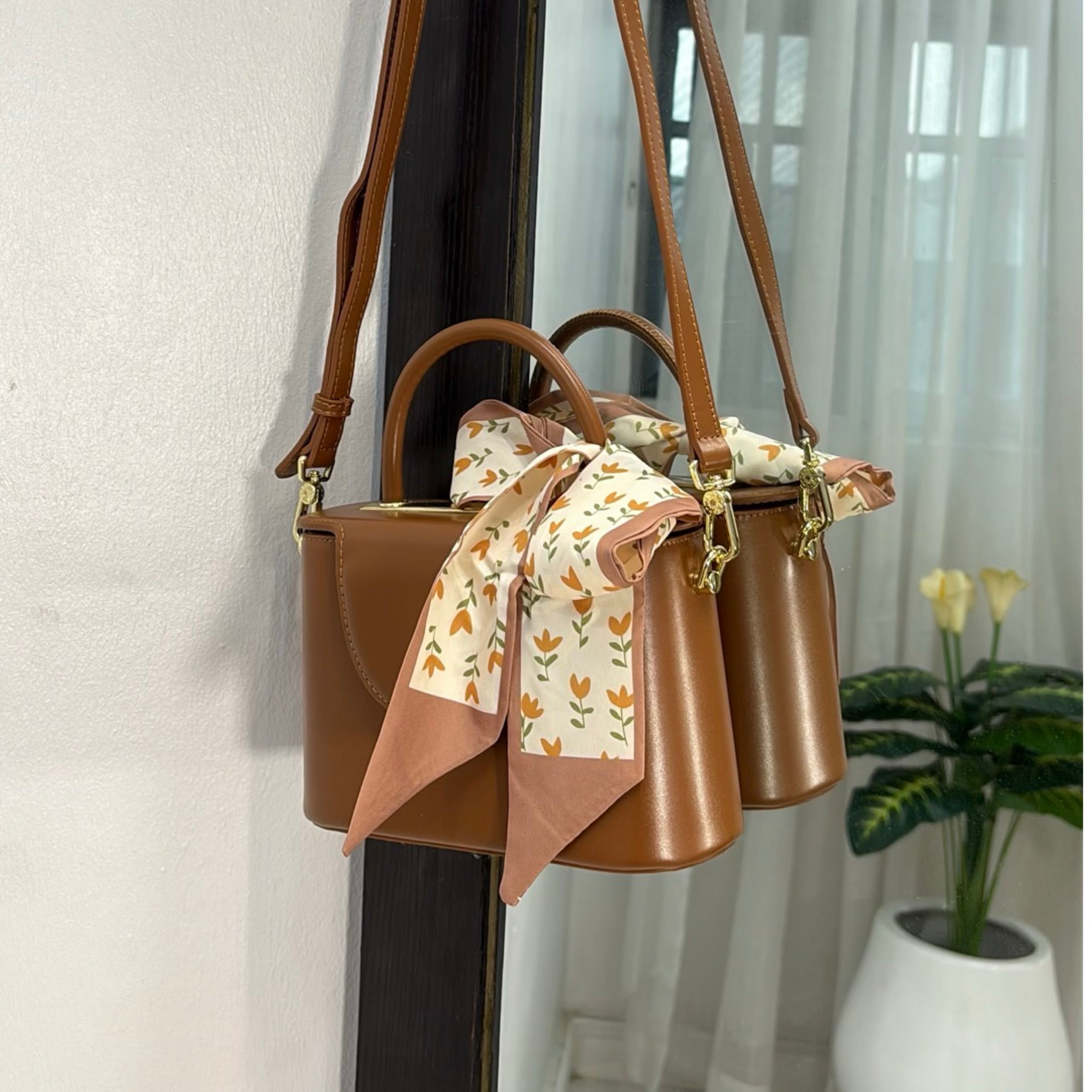 Versse Top Handle Mini Bag in Brown