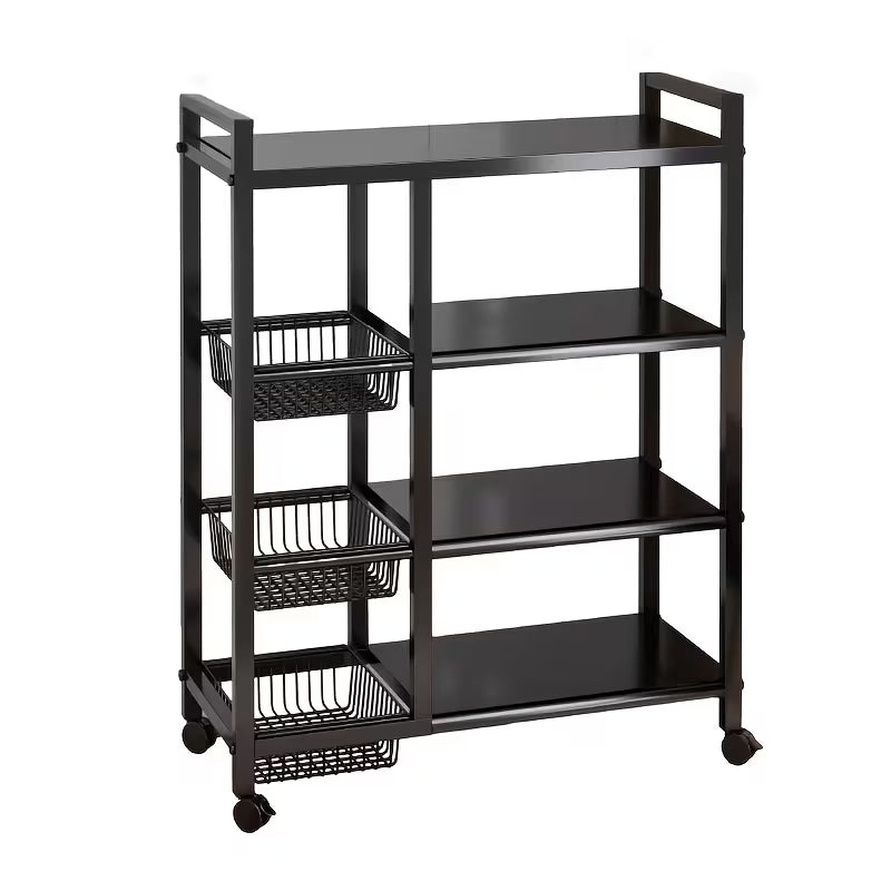 4-Tier Metal Basket Multi-Use Storage Rack with Wheels