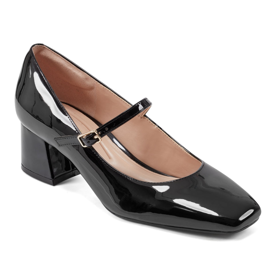 Easy Spirit Patent Leather Maryjane Block Heel Pump Black
