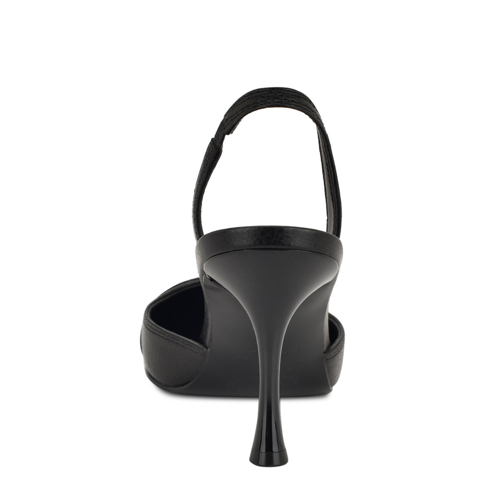 Nine West Textured Leather Pointed Toe Slingback Pump in Black
