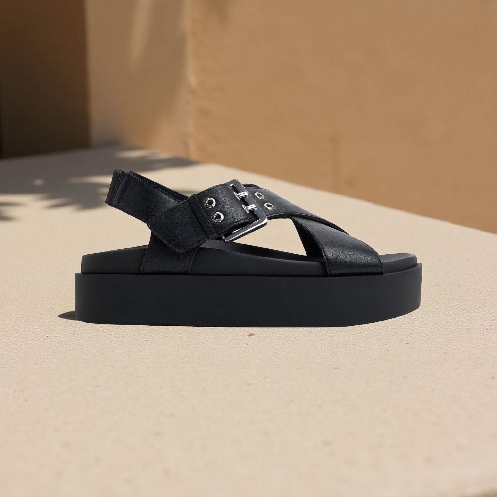 Call it Spring Cross Strap Buckle Sandal