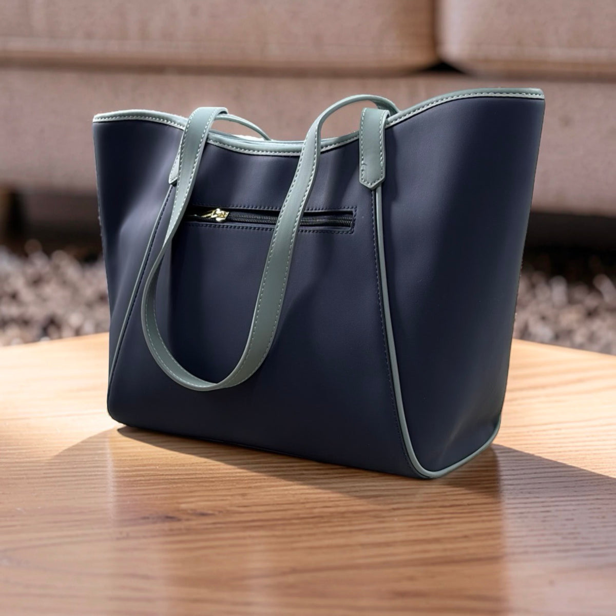 Chrisbella Large Two-Tone Bag in Navy