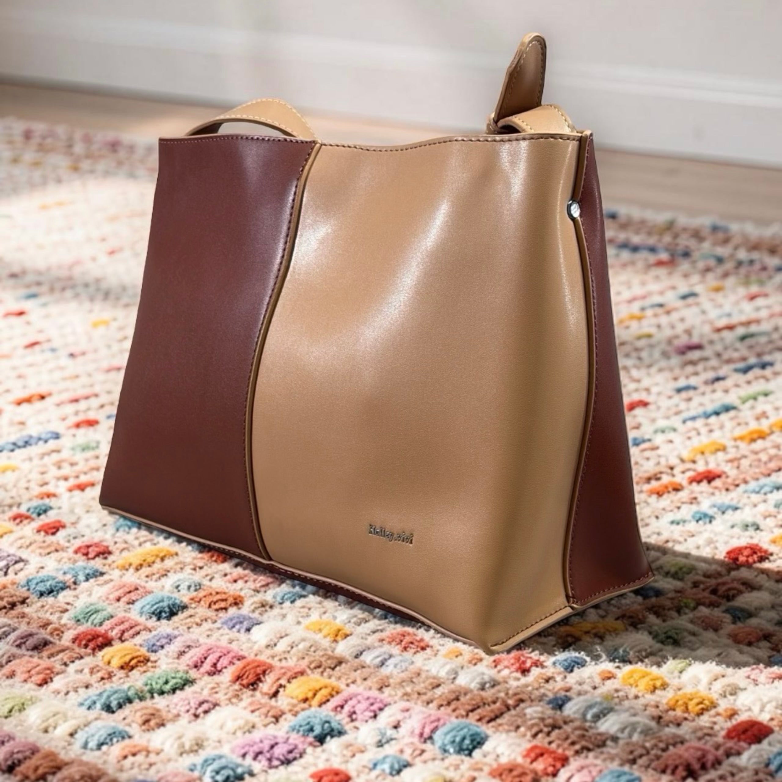 Holley Vivi Single Shoulder Strap 2-in-1 Bag in Coffee/Apricot