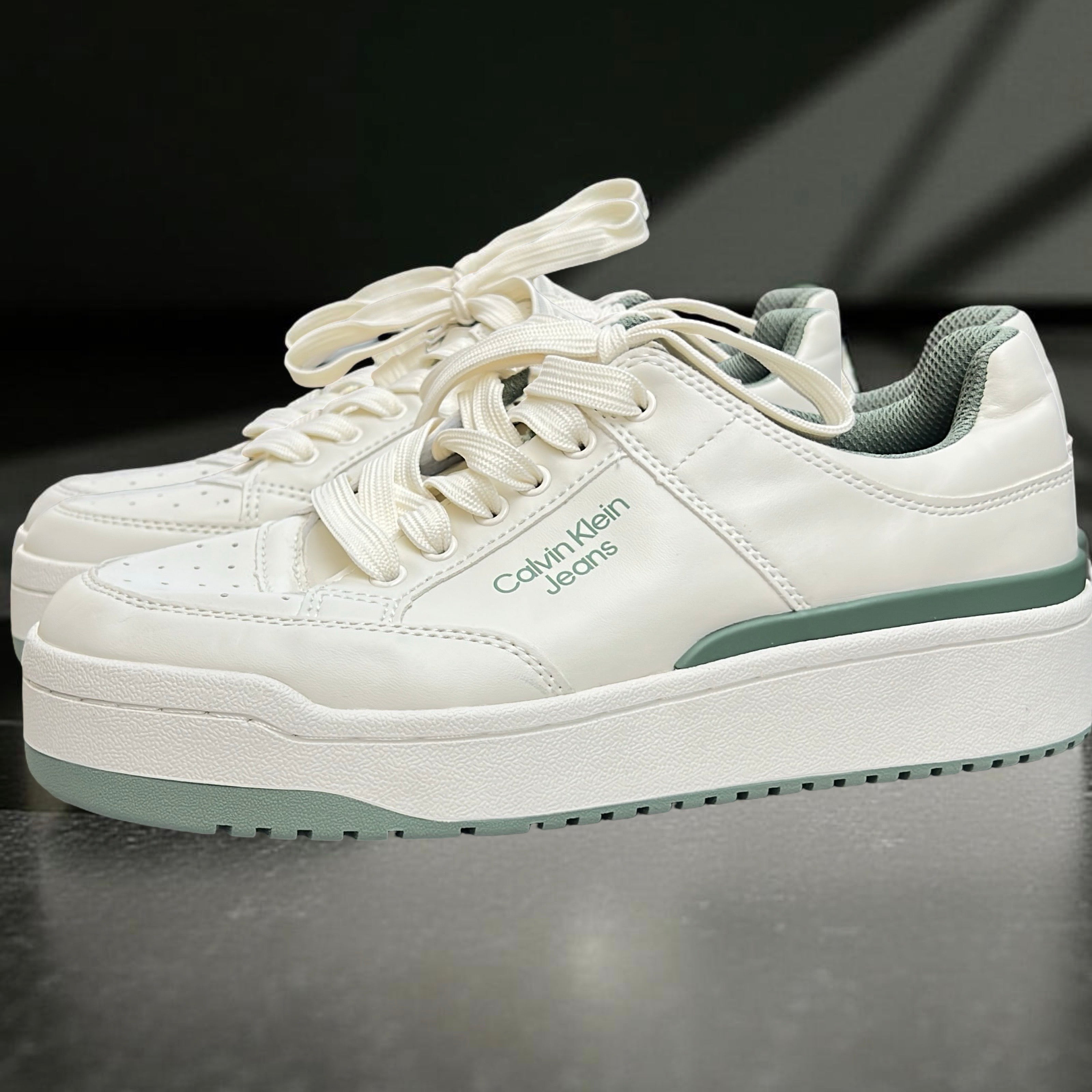 Calvin Klein Olive Detail Sneakers in Beige