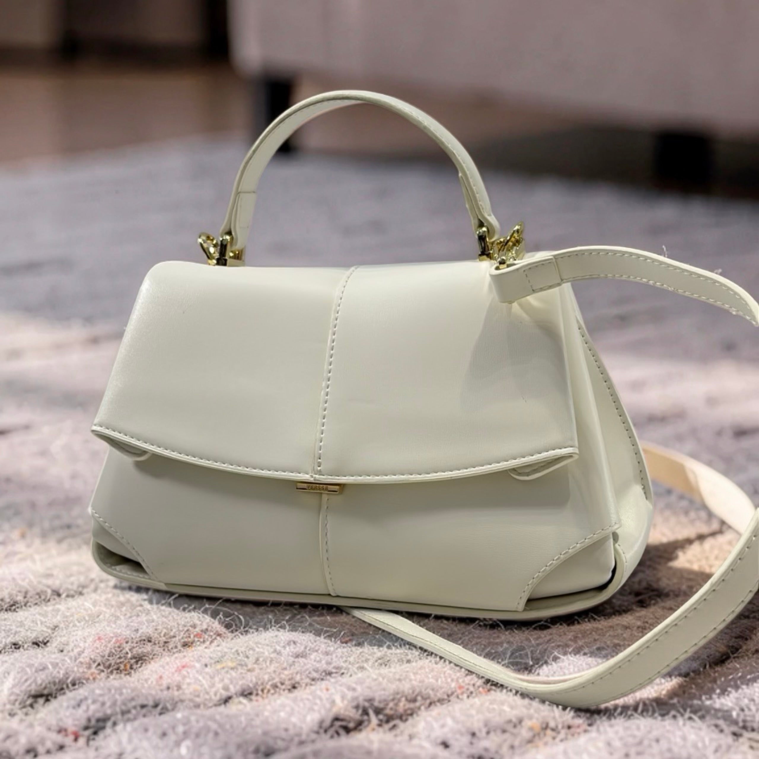 Versse Top Handle Small Bag in White