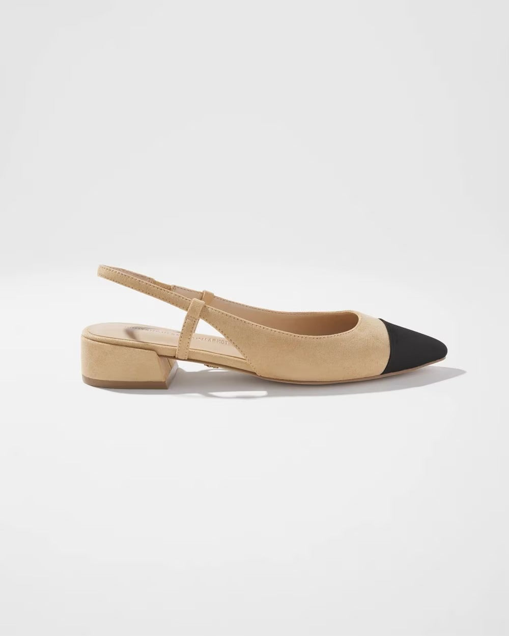 White House Black Market Toe Cap Block Heel Slingbacks in Light Tan