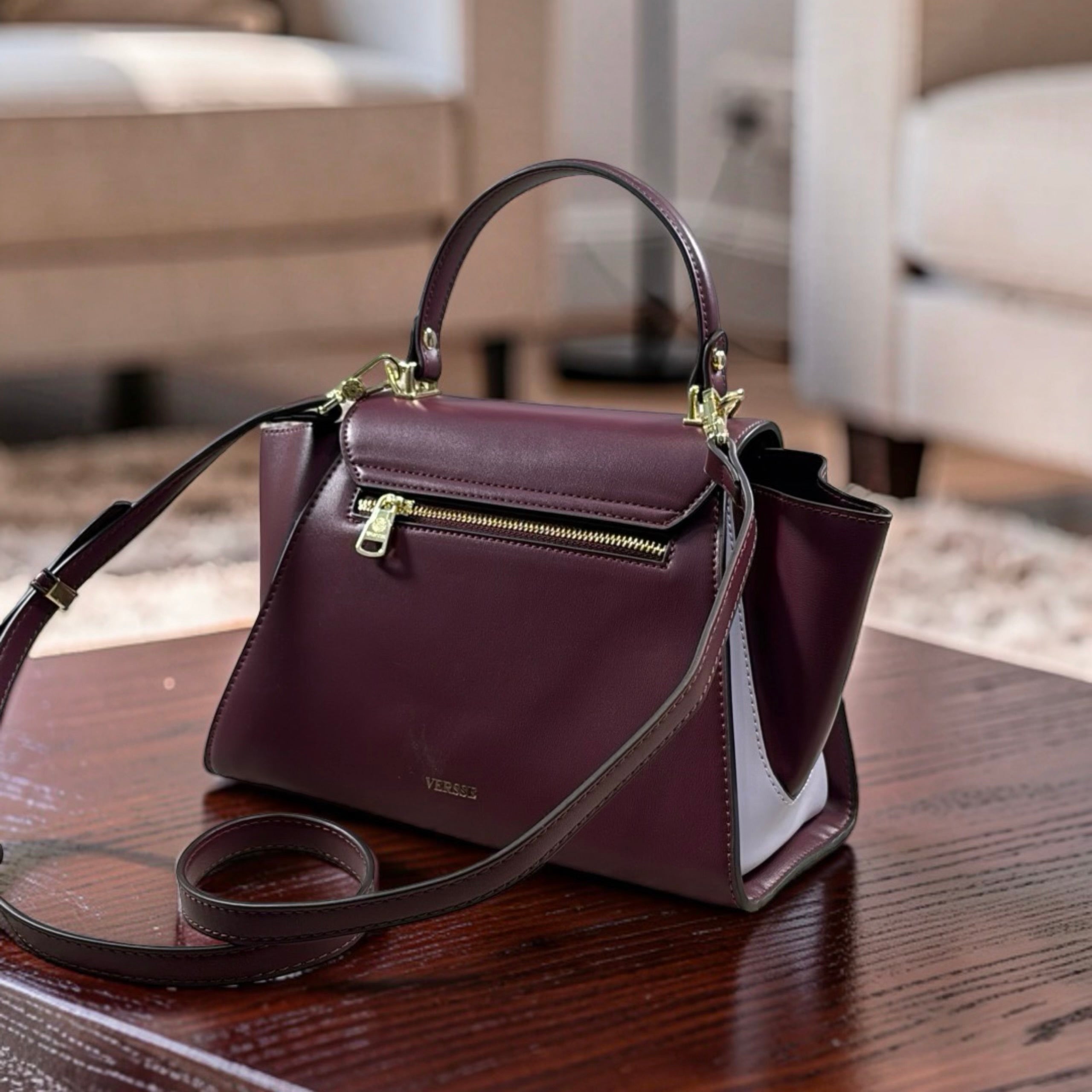 Versse Top Handle Winged Bag in Plum
