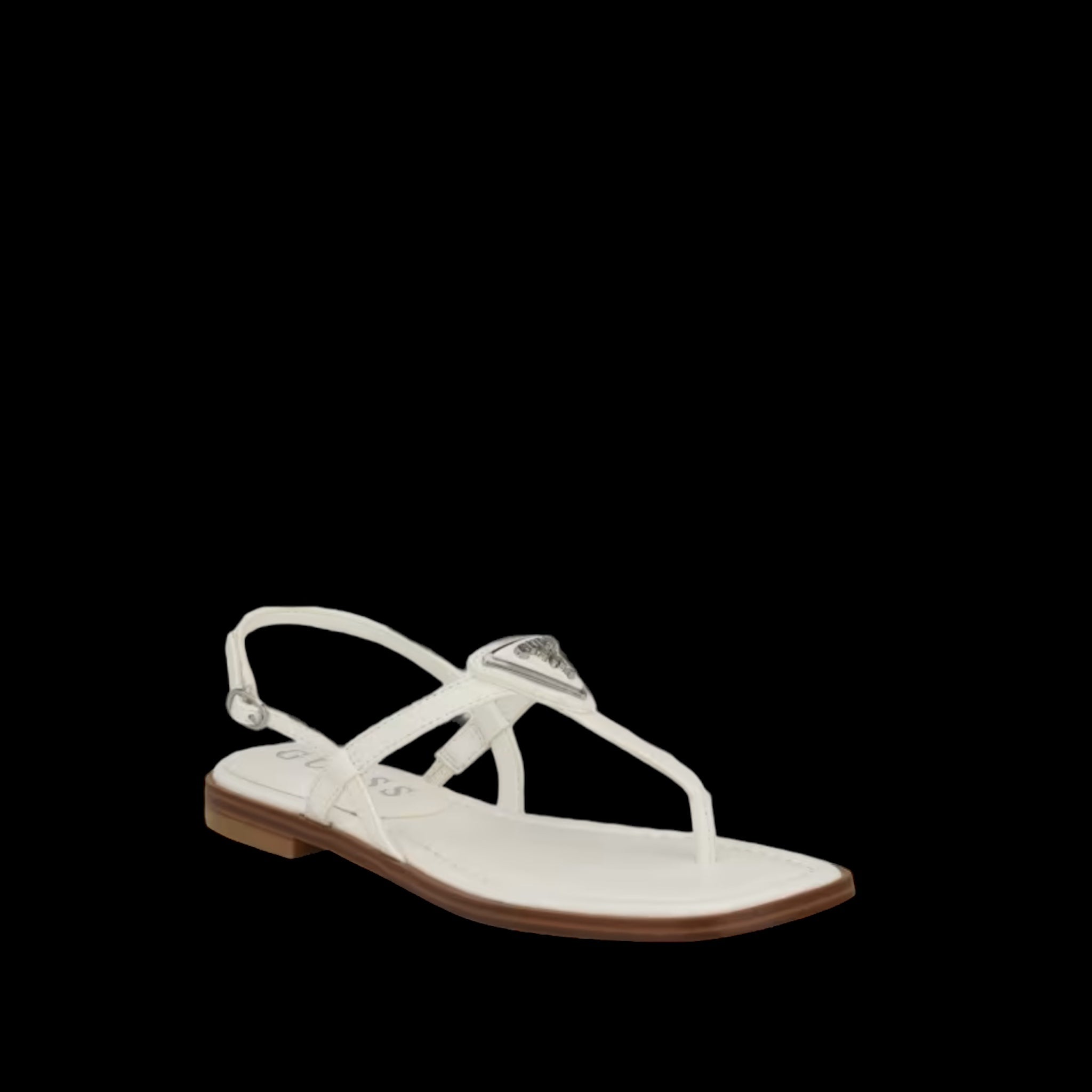 GUESS T-STRAP LOGO DETAIL SANDAL IN WHITE