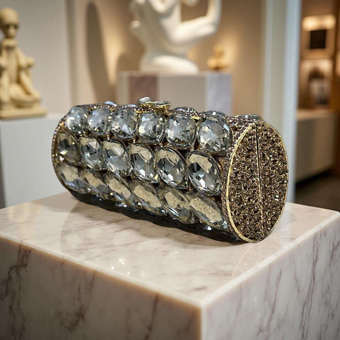 Prague Clutch Purse with Crystals in Gold