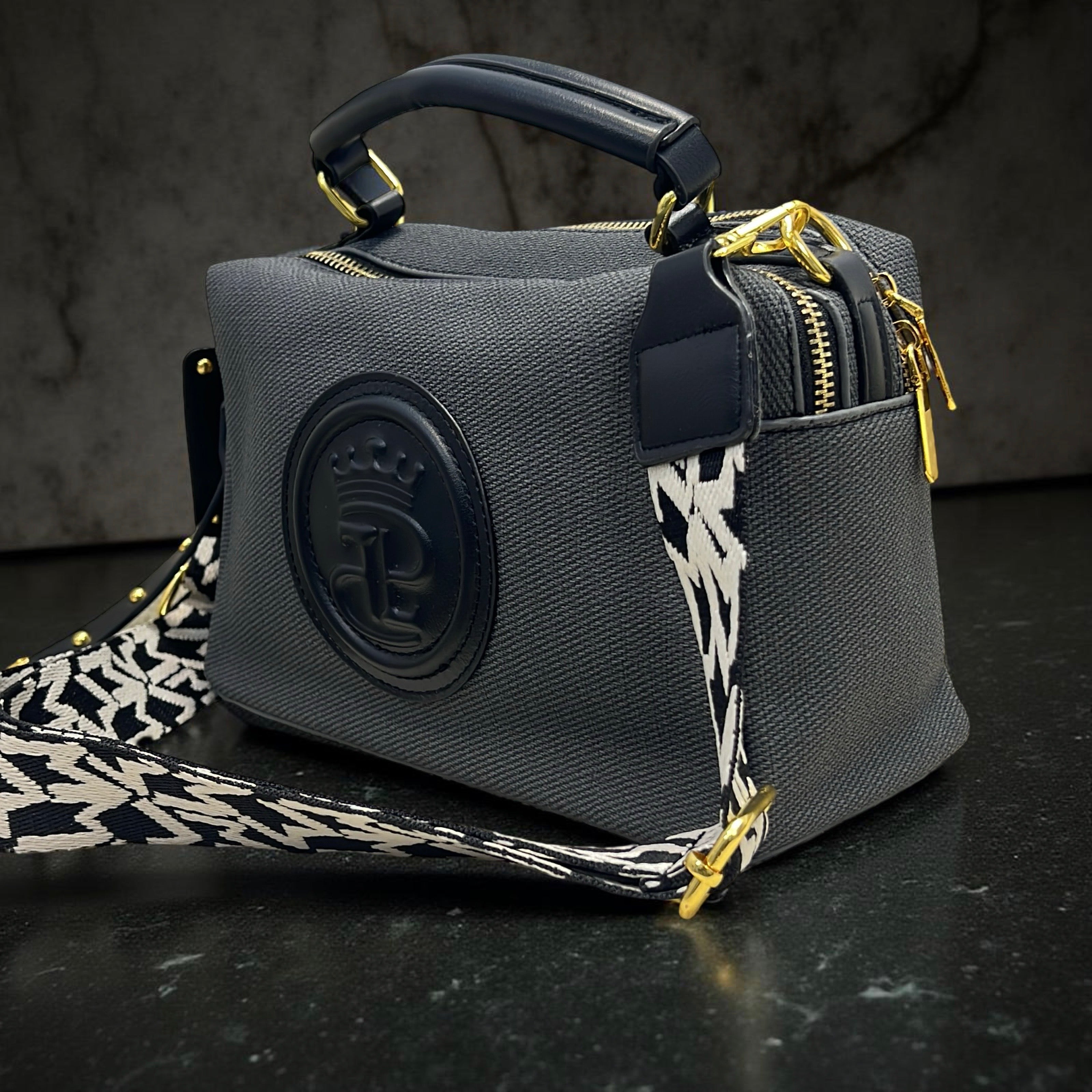 Classic Top Handle Dual Compartment Bag in Black