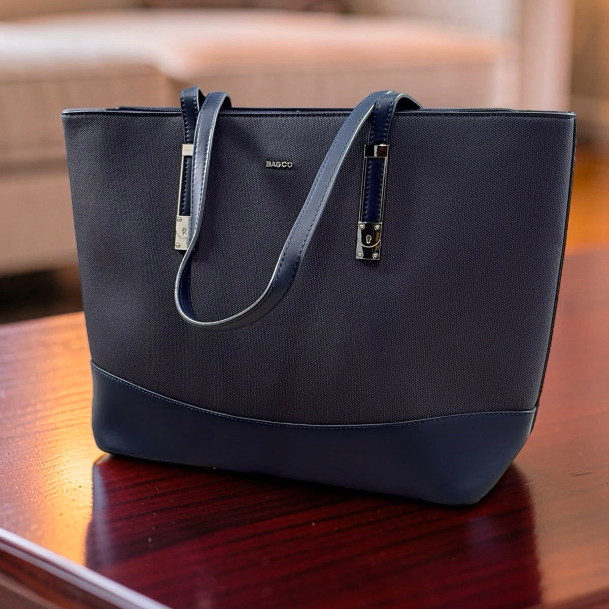 Bagco Textured Large Shoulder Bag in Navy