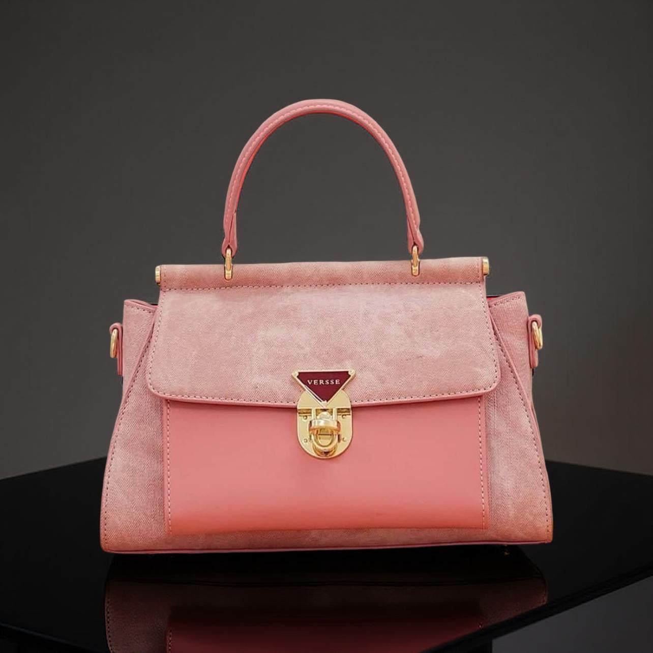 Versse Top Handle Contrast Bag in Pink