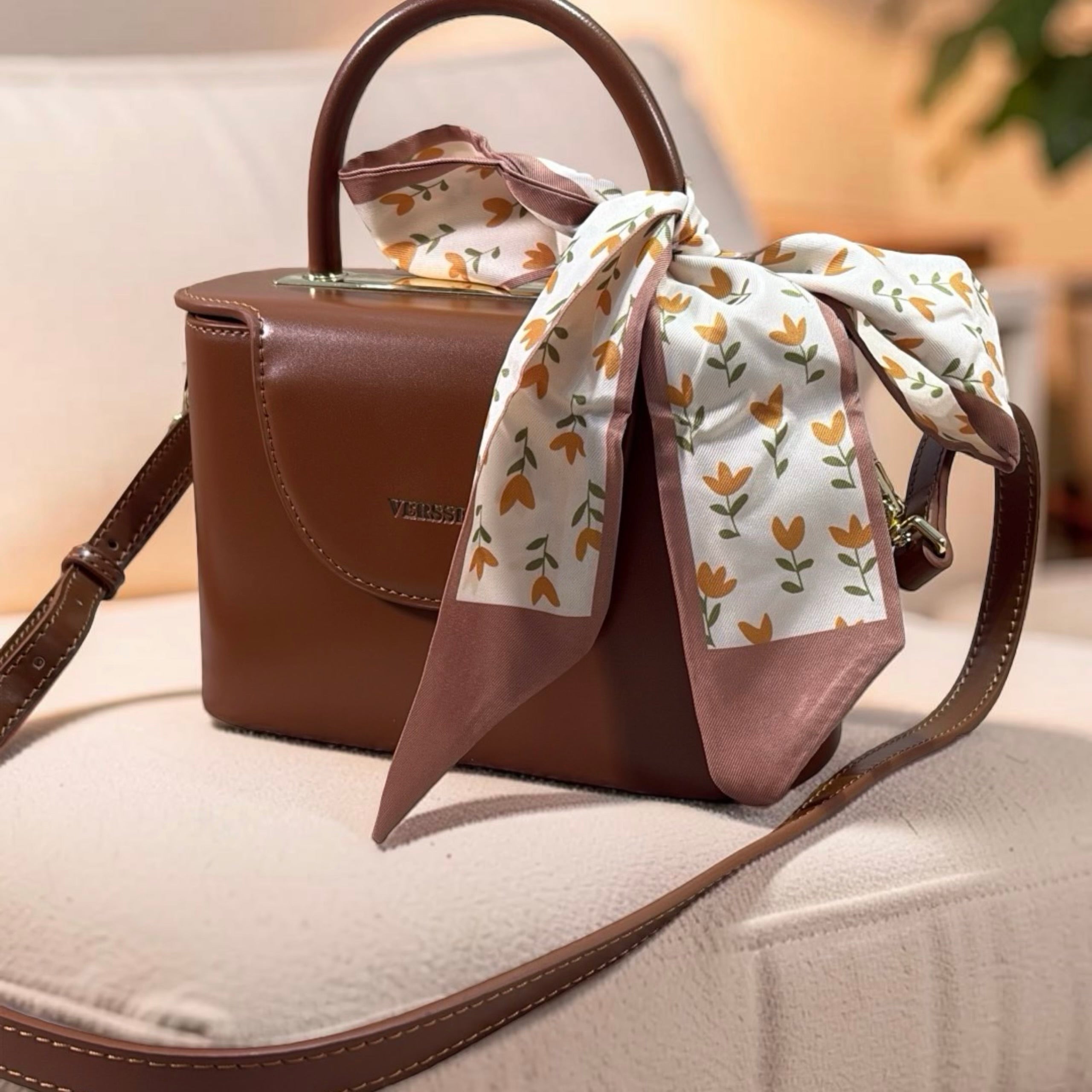 Versse Top Handle Mini Bag in Brown