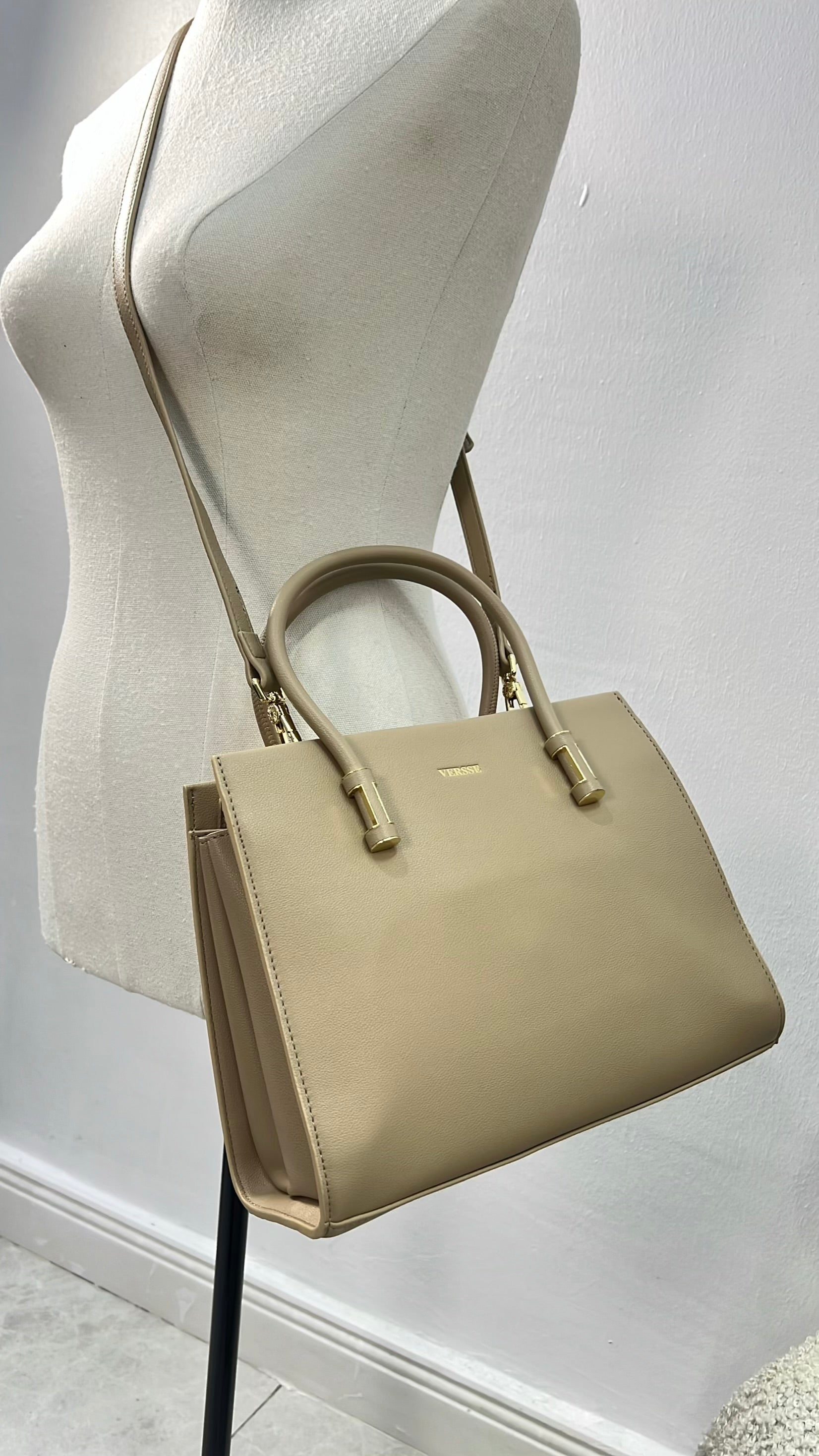 Versse Double Handle Structured Bag in Apricot