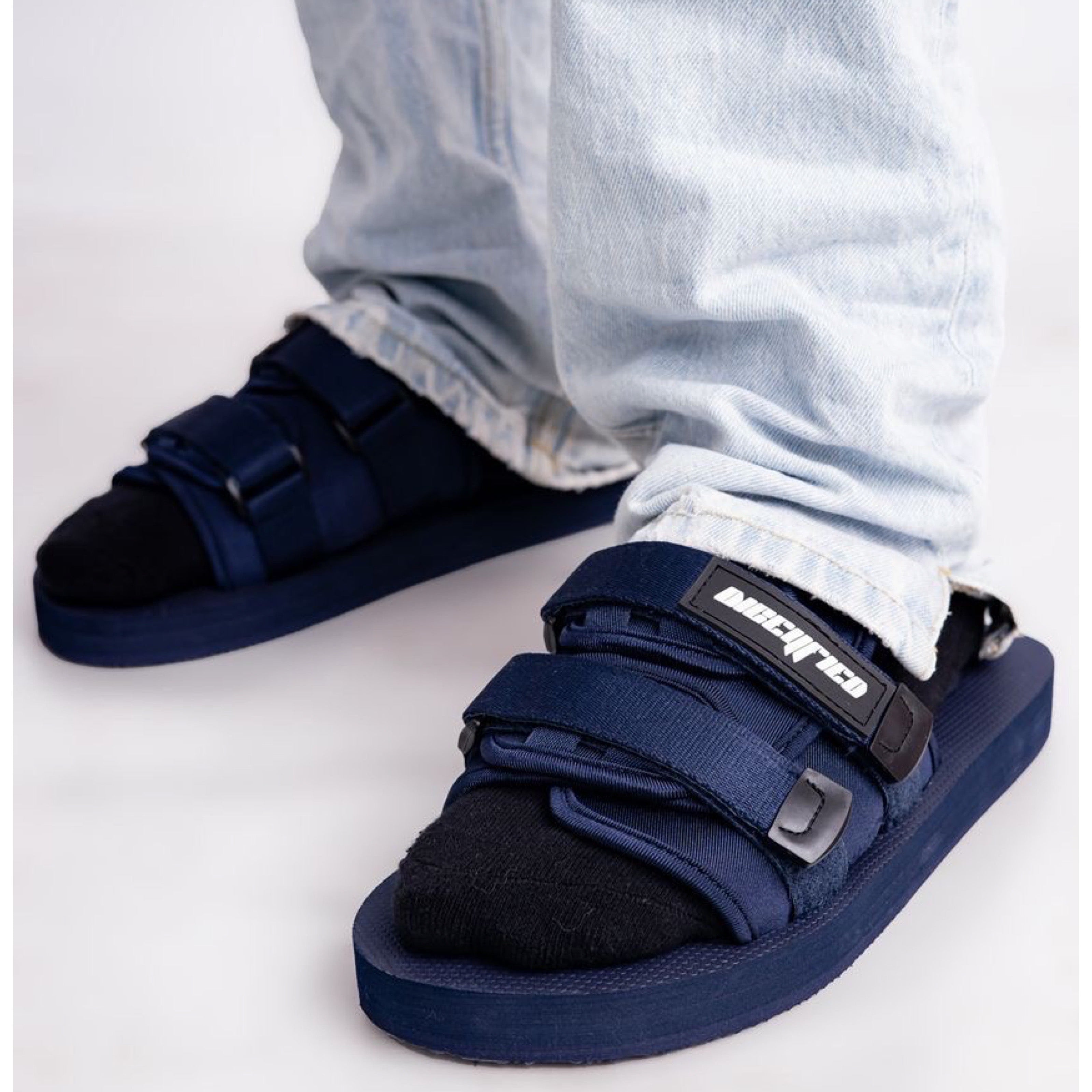 Diceyfied Essentials Velcro Logo-Detail Unisex Slide in Navy