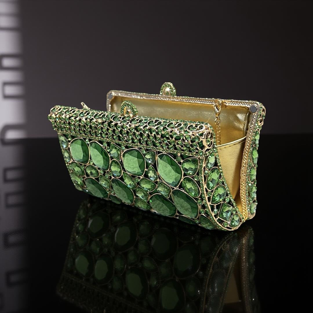 Cairo Glam Clutch Statement Purse with Crystals in Mint