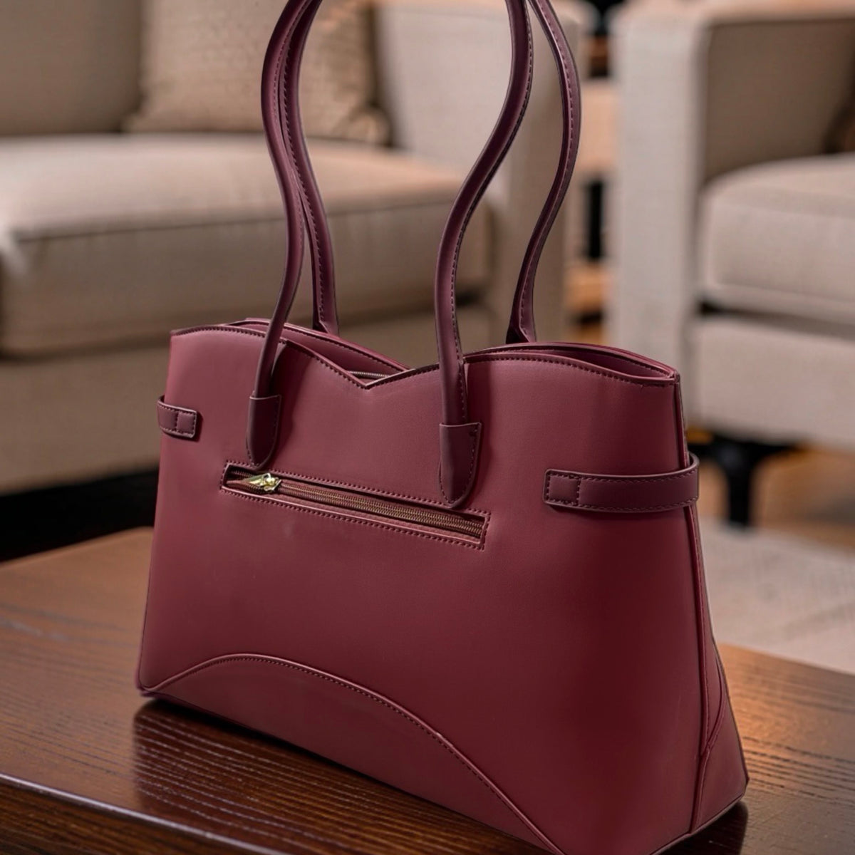 Chrisbella Landscape-Design Belt-Detail Bag in Wine