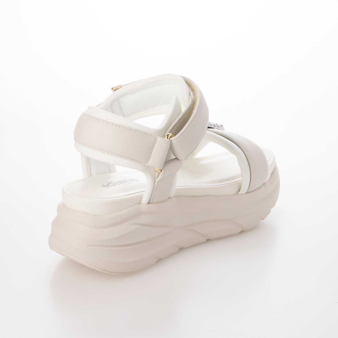 Diana Embellished Buckle Detail Velcro Sandal in White