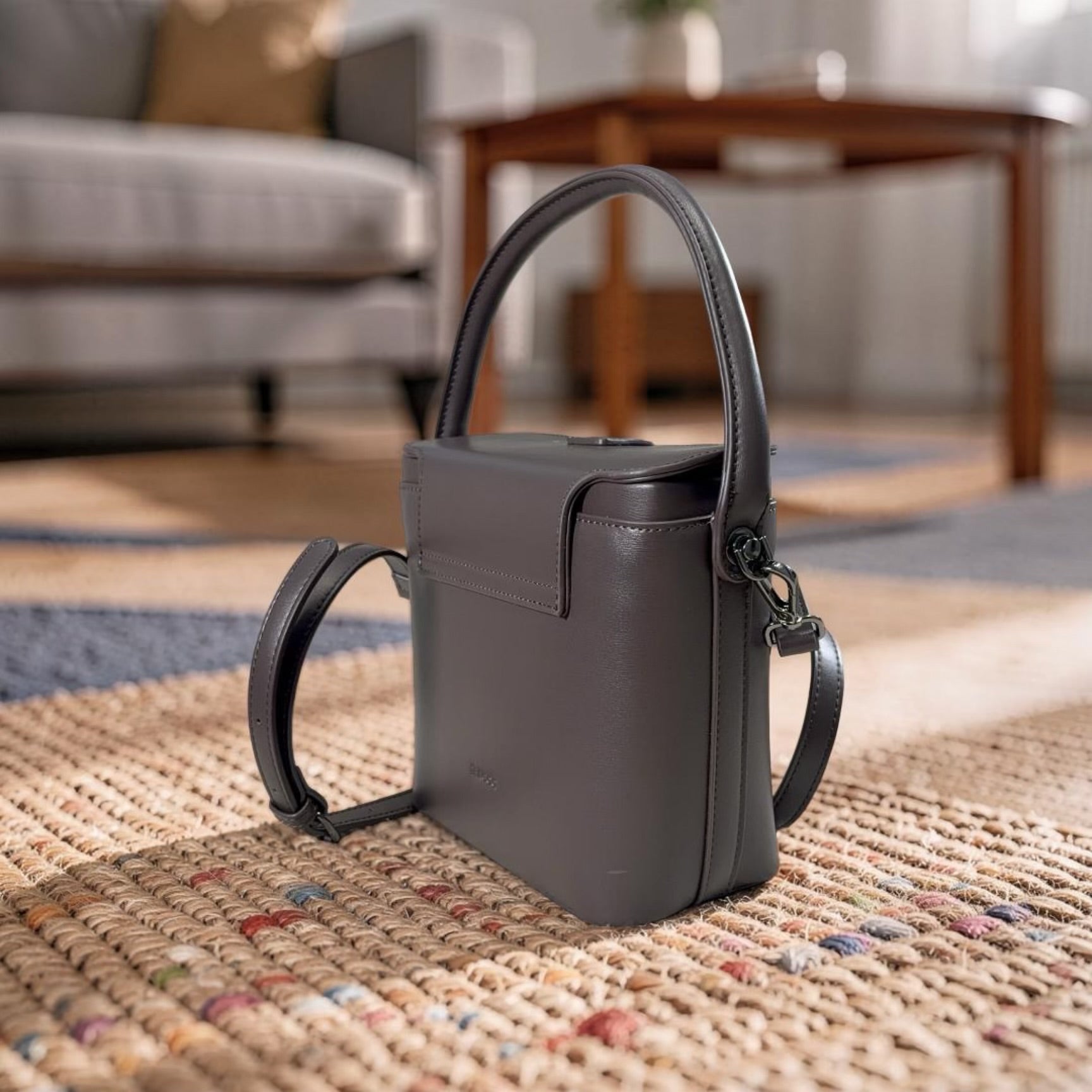 Bagco Top Handle Box Bag in Coffee