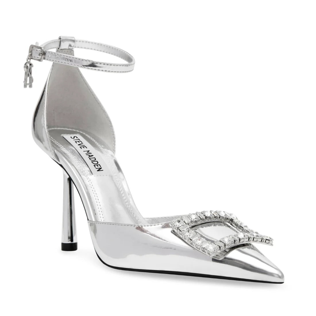 Steve Madden Pointed Toe Brooch Pump in Metallic Silver