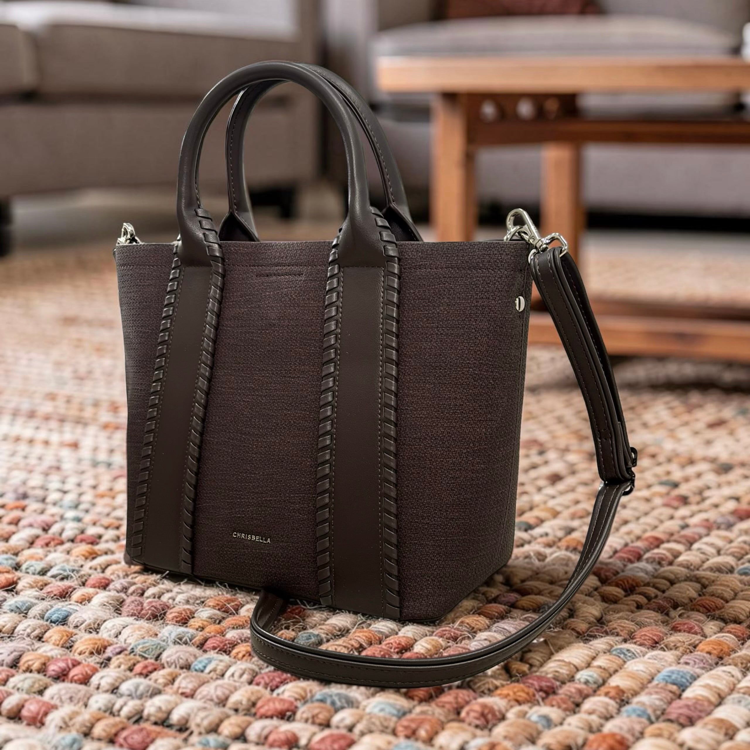 Chrisbella Detail Handle Bag in Coffee